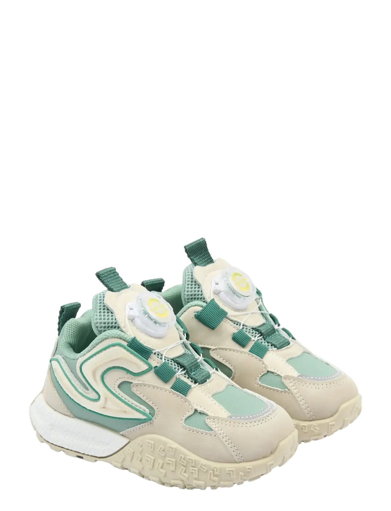 mikk-line Sneakers w Spin - Kids 23-34 - GREEN MILIEU / cream