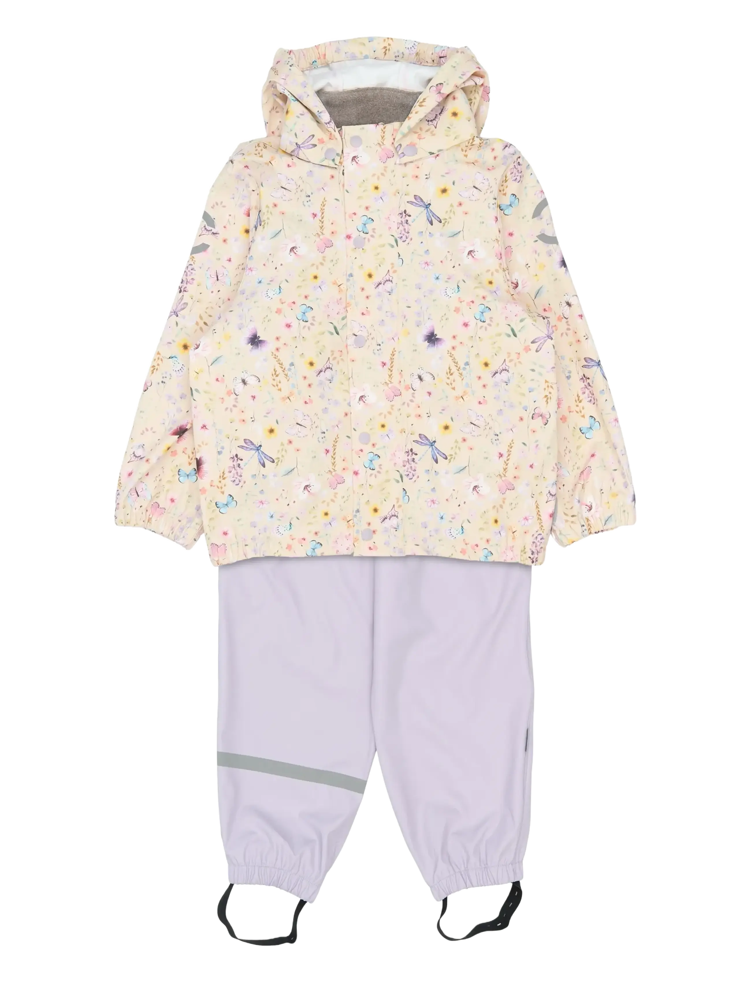 mikk-line PU Rain Set AOP w. Susp/104 - 4 for 3 - BUTTERFLY AOP / cream