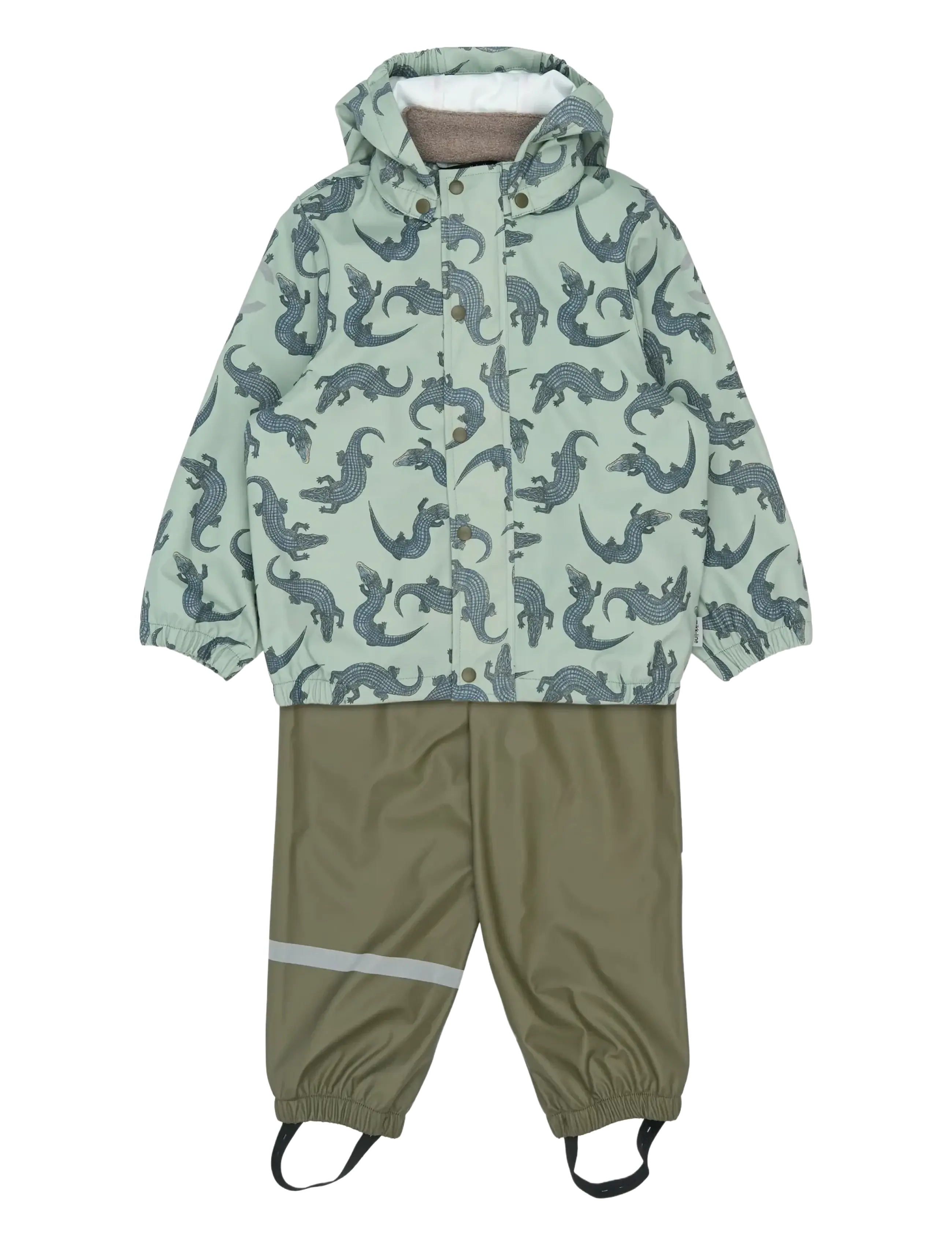 mikk-line PU Rain Set AOP w. Susp/104 - Regntøj - CROCO AOP / khaki/green