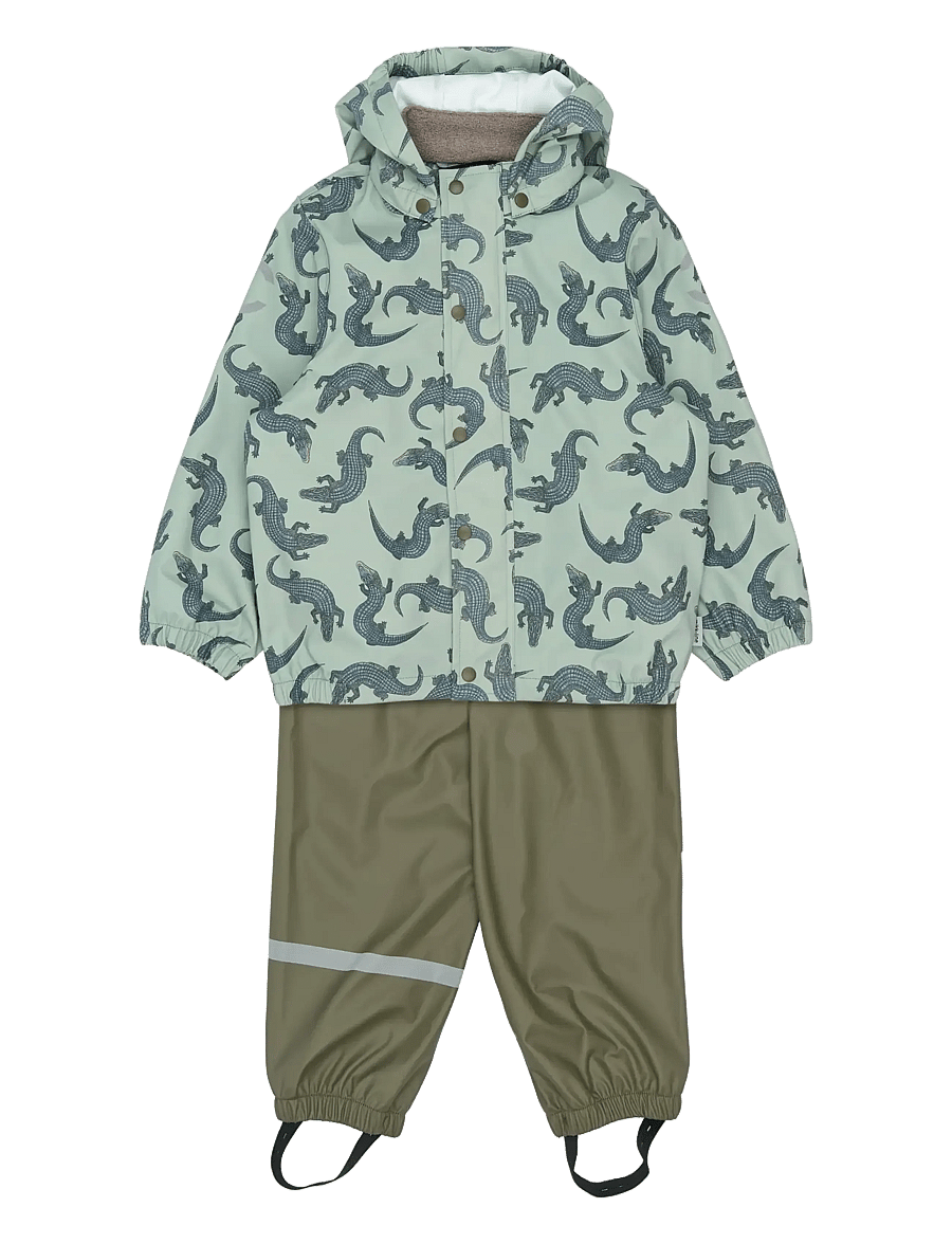 mikk-line - PU Rain Set AOP w. Susp/104 - regensets - croco aop - 1