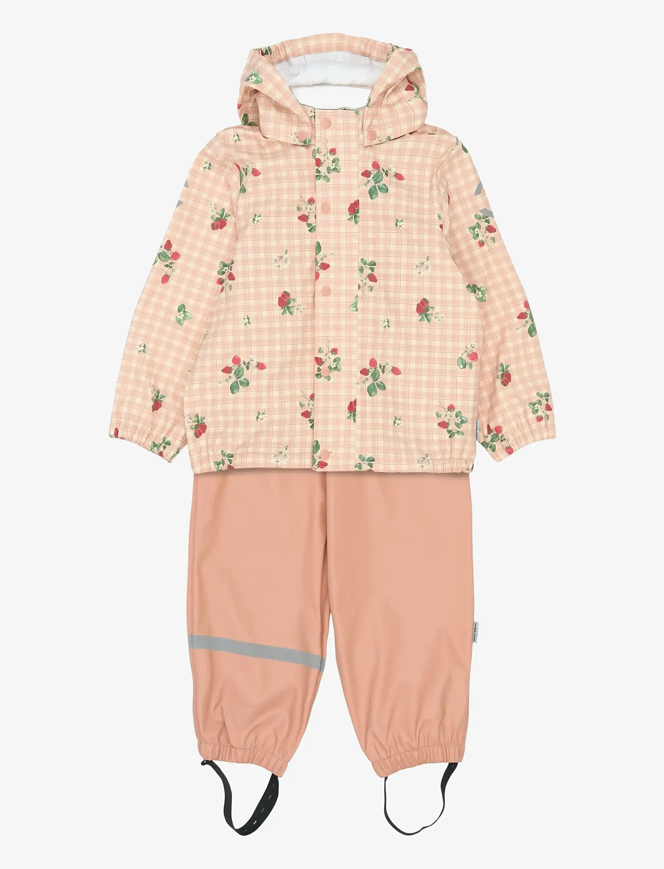 mikk-line - PU Rain Set AOP w. Susp/104 - regnsæt - strawberry aop - 1