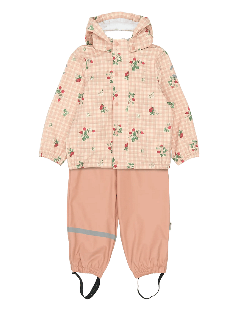 mikk-line - PU Rain Set AOP w. Susp/104 - regnsæt - strawberry aop - 1