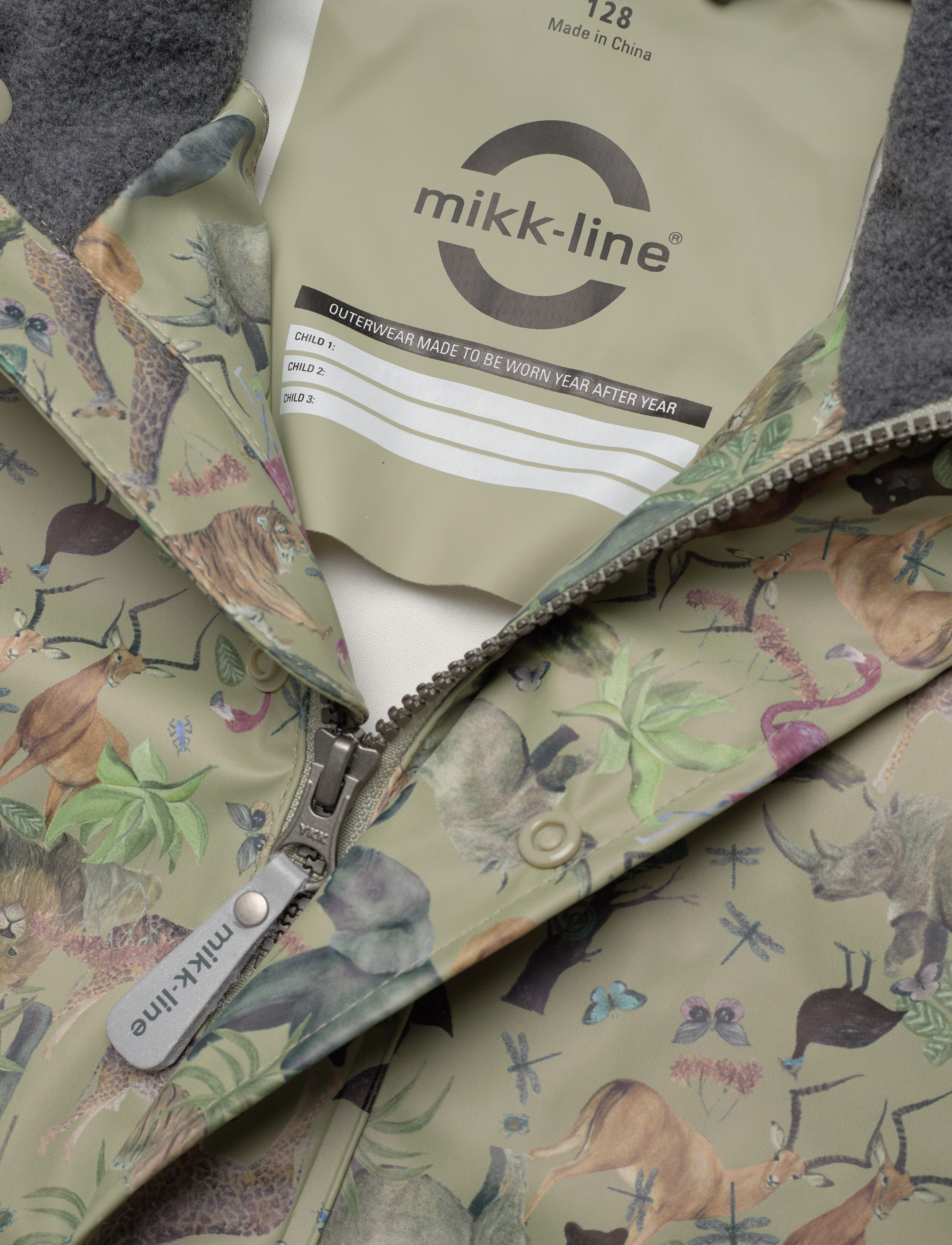 mikk-line - PU Rain Set Rec AOP Zoo w. Susp 104 - desert sage - 5