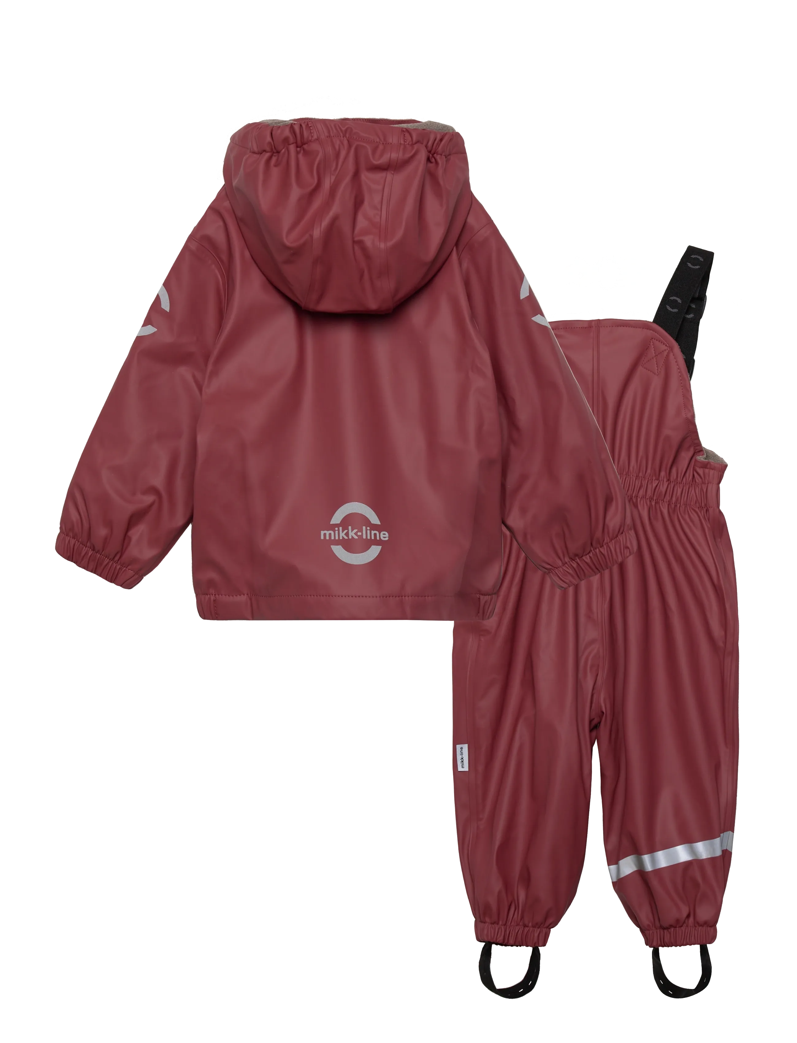 mikk-line - Pu Rain Set w. Fleece/Susp. 104 - regnsæt - apple butter - 1