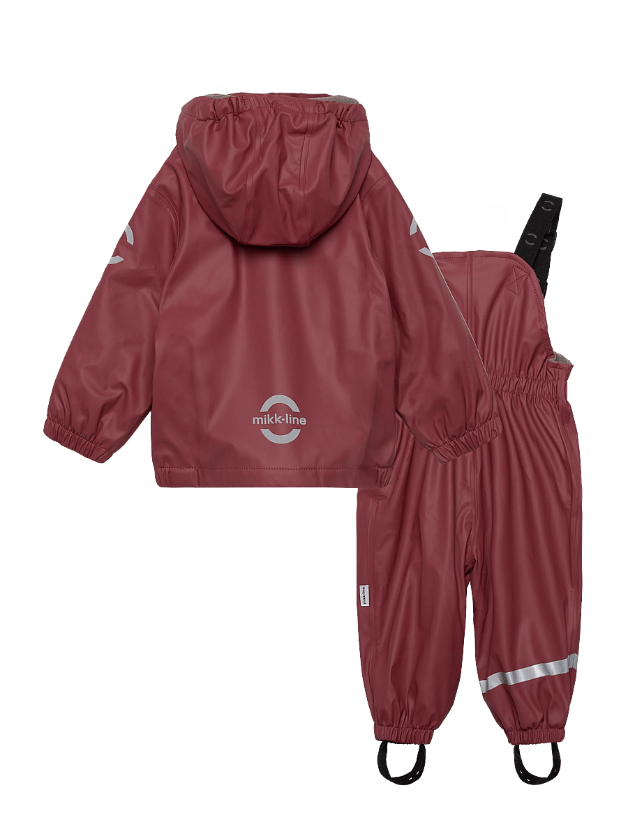 mikk-line - Pu Rain Set w. Fleece/Susp. 104 - regensets - apple butter - 1
