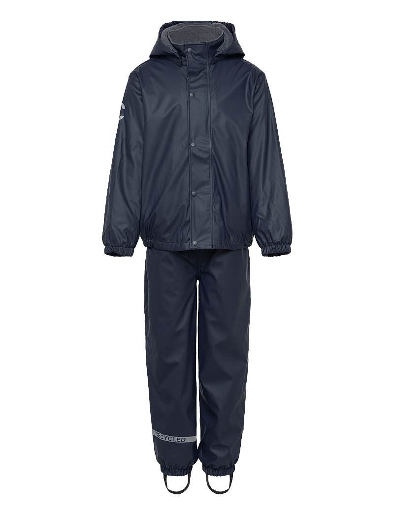 mikk-line - Pu Rain Set w. Fleece/Susp. 104 - vihmakomplektid - blue nights - 0