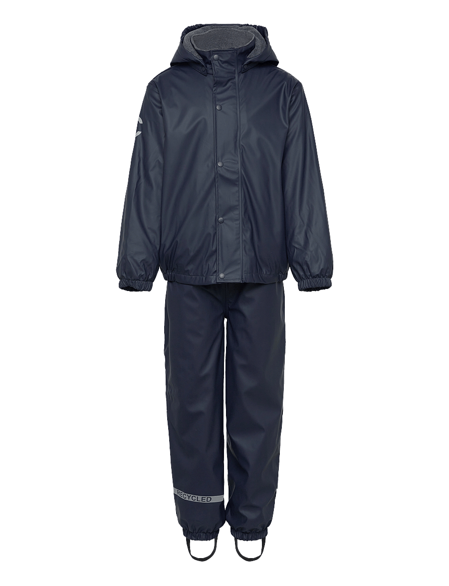 mikk-line - Pu Rain Set w. Fleece/Susp. 104 - vihmakomplektid - blue nights - 0