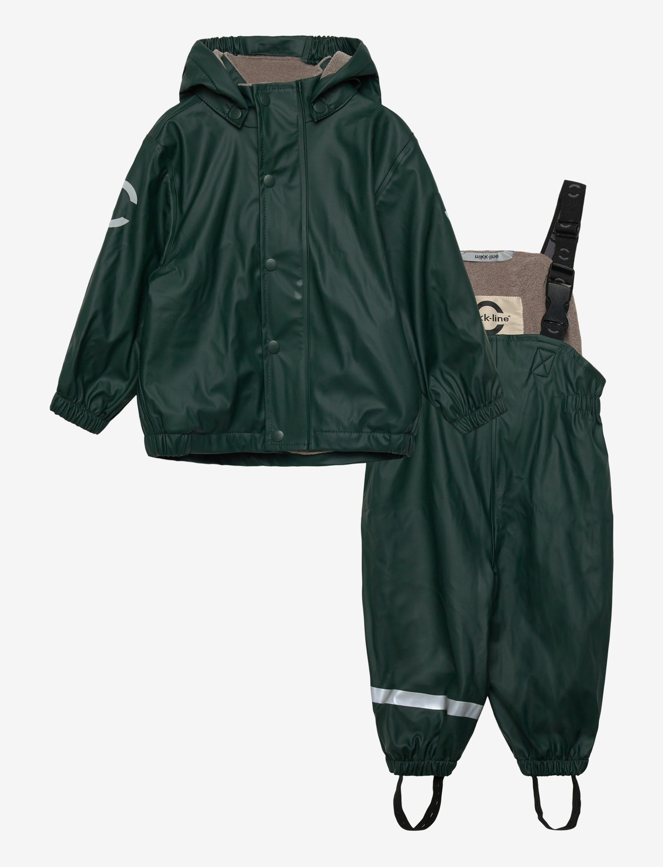 mikk-line - Pu Rain Set w. Fleece/Susp. 104 Rec - rain sets - darkest sprouse - 0