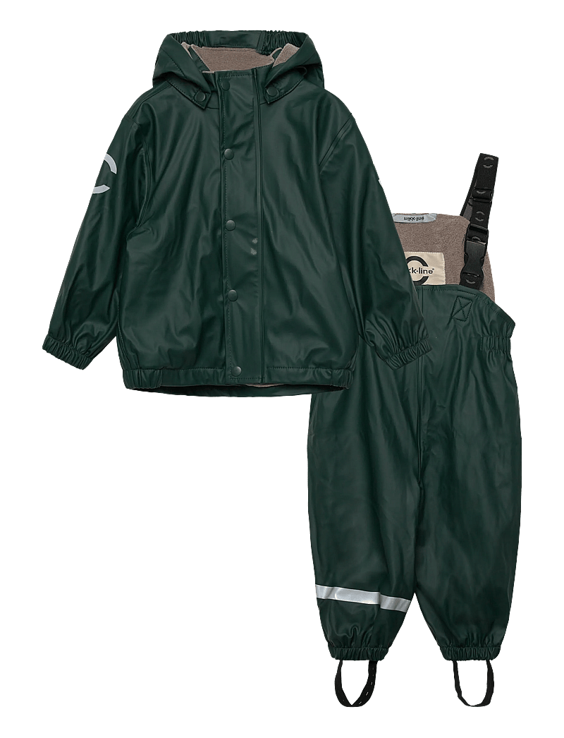 mikk-line - Pu Rain Set w. Fleece/Susp. 104 Rec - rain sets - darkest sprouse - 0