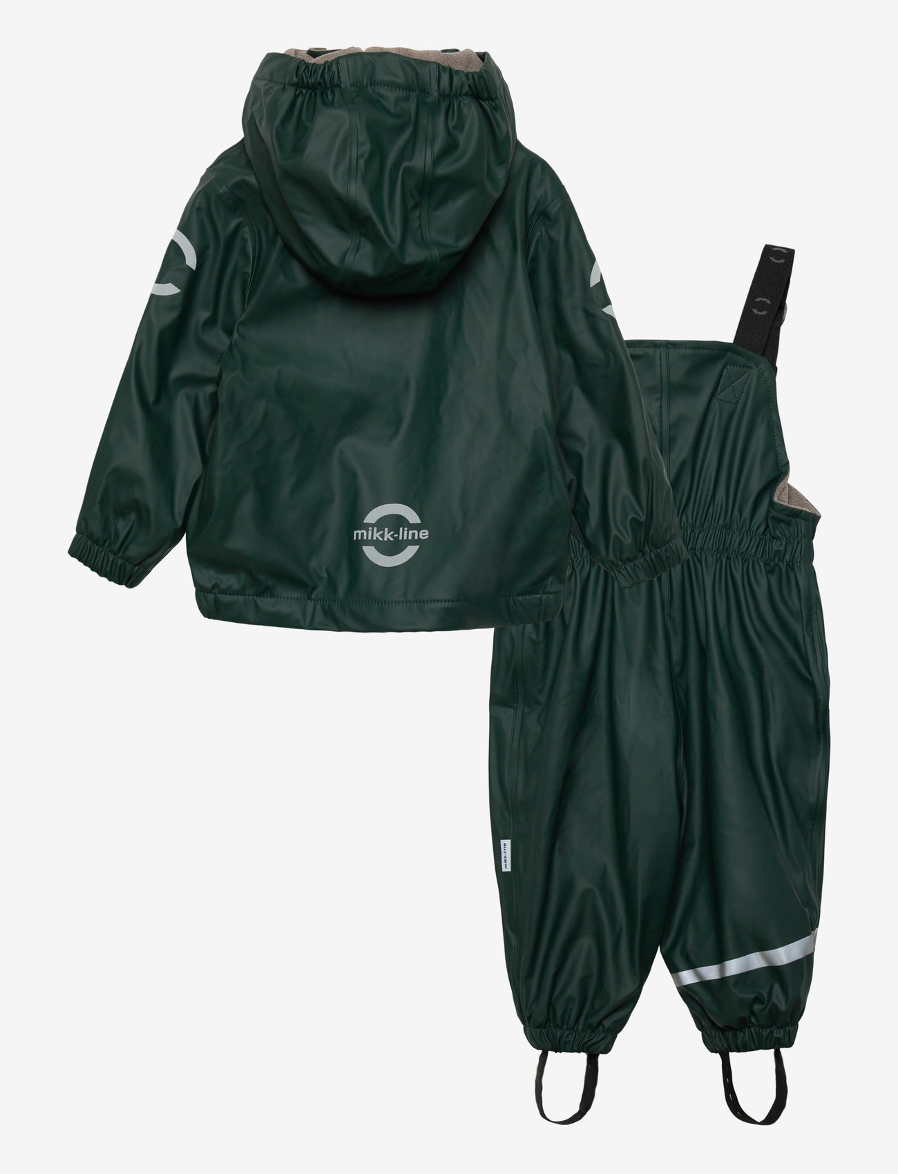mikk-line - Pu Rain Set w. Fleece/Susp. 104 Rec - rain sets - darkest sprouse - 1