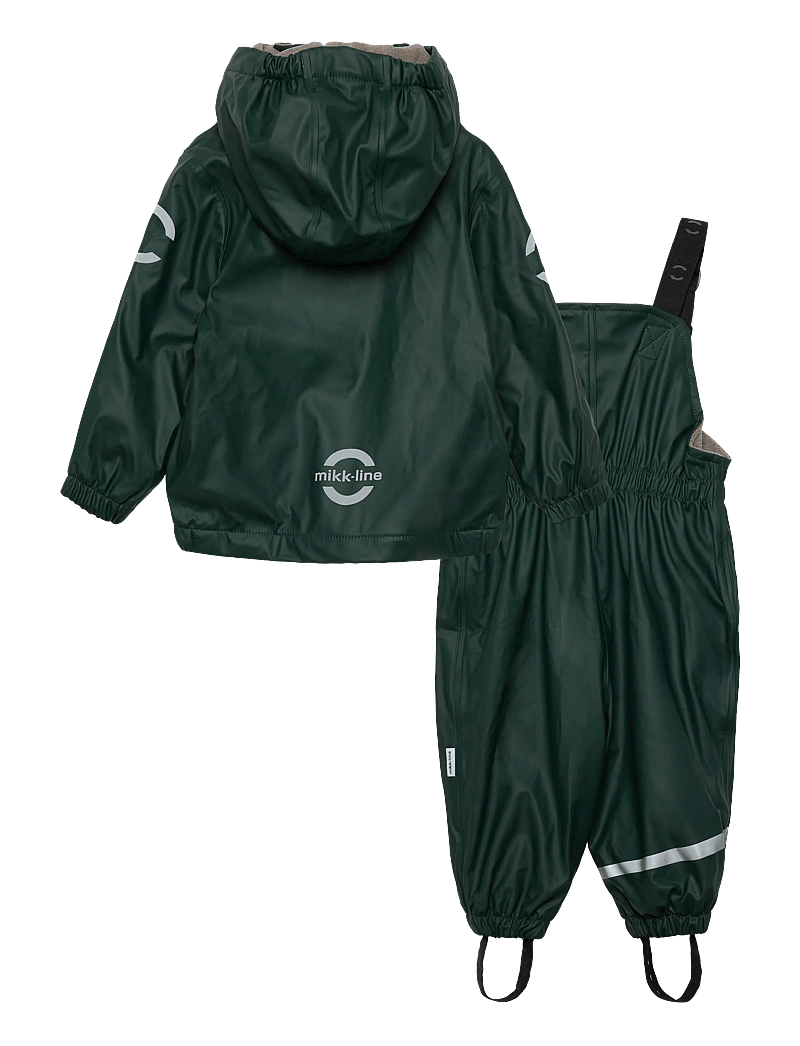 mikk-line - Pu Rain Set w. Fleece/Susp. 104 Rec - rain sets - darkest sprouse - 1