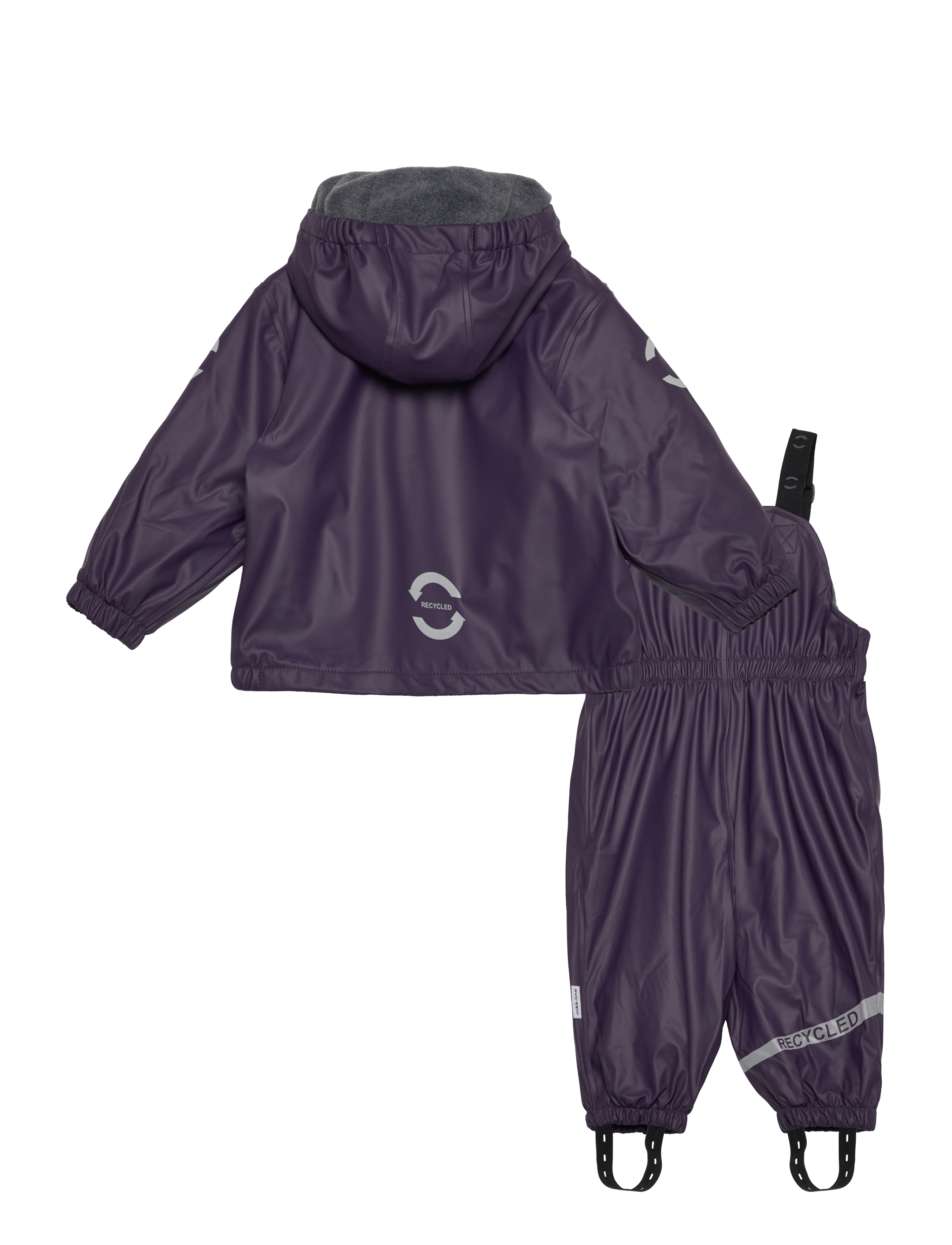 mikk-line - Pu Rain Set w. Fleece/Susp. 104 - overtøj - nightshade - 1