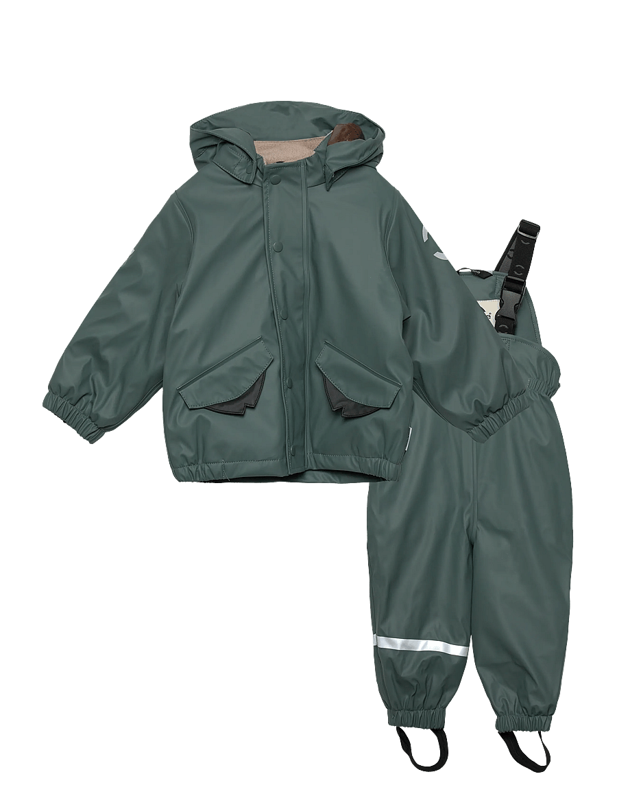 mikk-line - PU Rain Set Rec Warm Animal Susp104 - voodriga vihmariided - balsam green - 0