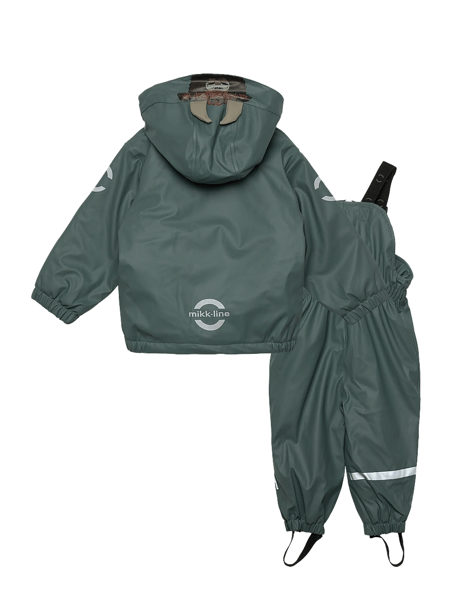 mikk-line - PU Rain Set Rec Warm Animal Susp104 - voodriga vihmariided - balsam green - 1