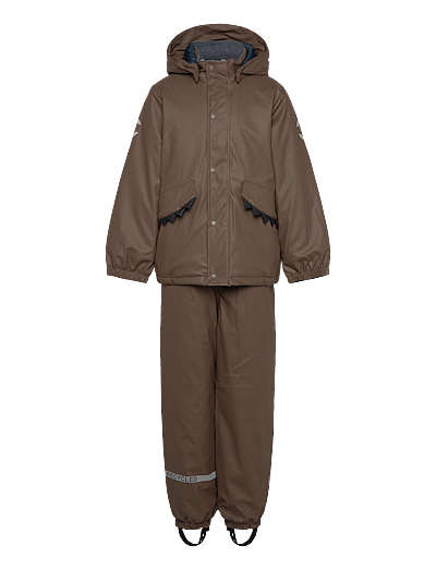mikk-line PU Rain Set Rec Warm Animal Susp104 - Baby 0 bis 2 Jahren - CHOCOLATE CHIP / brown