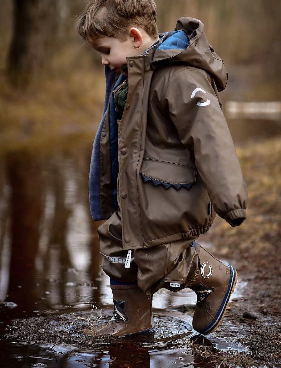 mikk-line - PU Rain Set Rec Warm Animal Susp104 - gefütterte regenkleidung - chocolate chip - 0