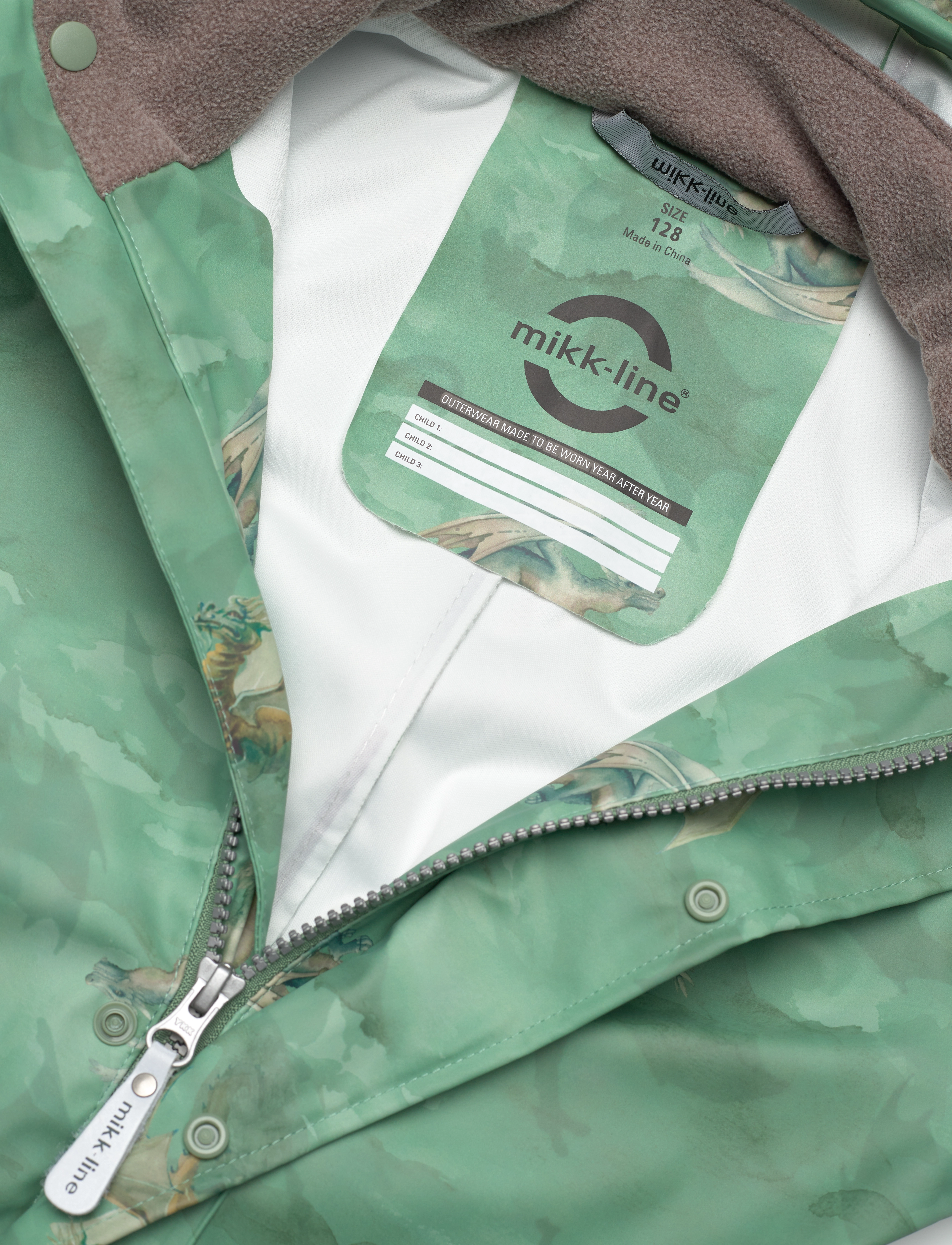 mikk-line - PU Rain Suit AOP Recycled - regnsæt - green bay - 2