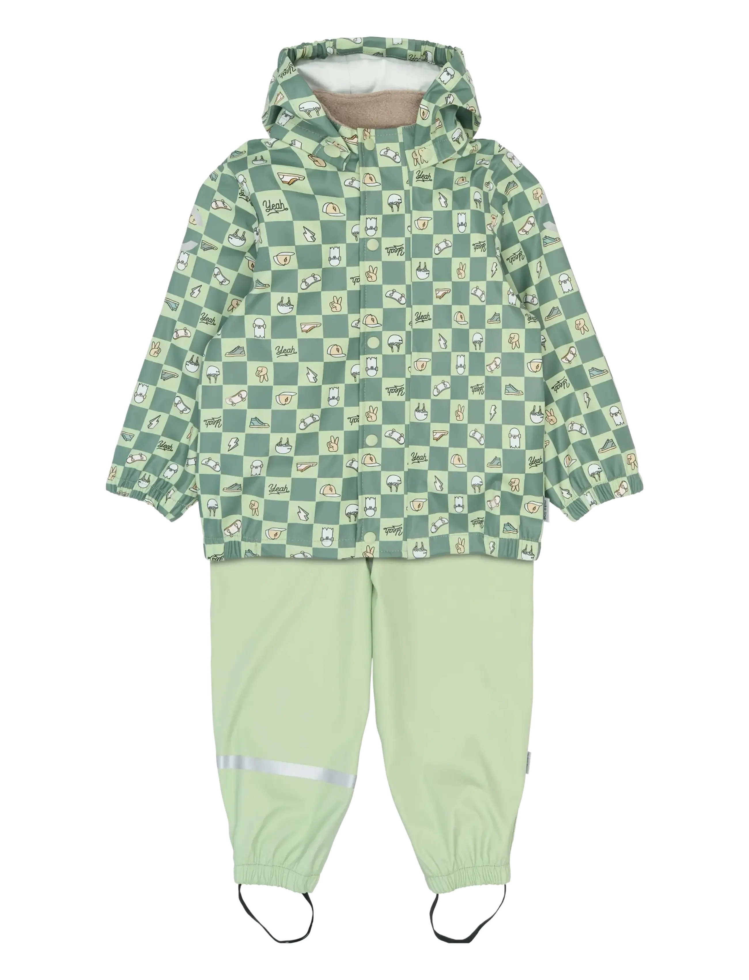 mikk-line PU Rain Set Magic w. Susp 104 - Regntøj - MAGIC SKATE AOP / green