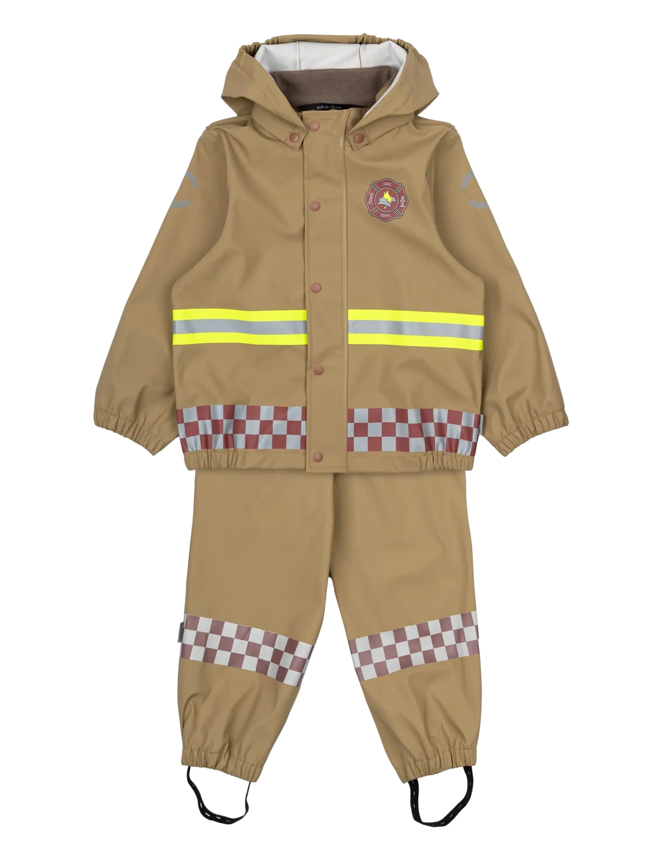 mikk-line Rain Set Firefighter W/Susp 104, 134, Rainwear, Braun - Rainwear Sets, Kinder