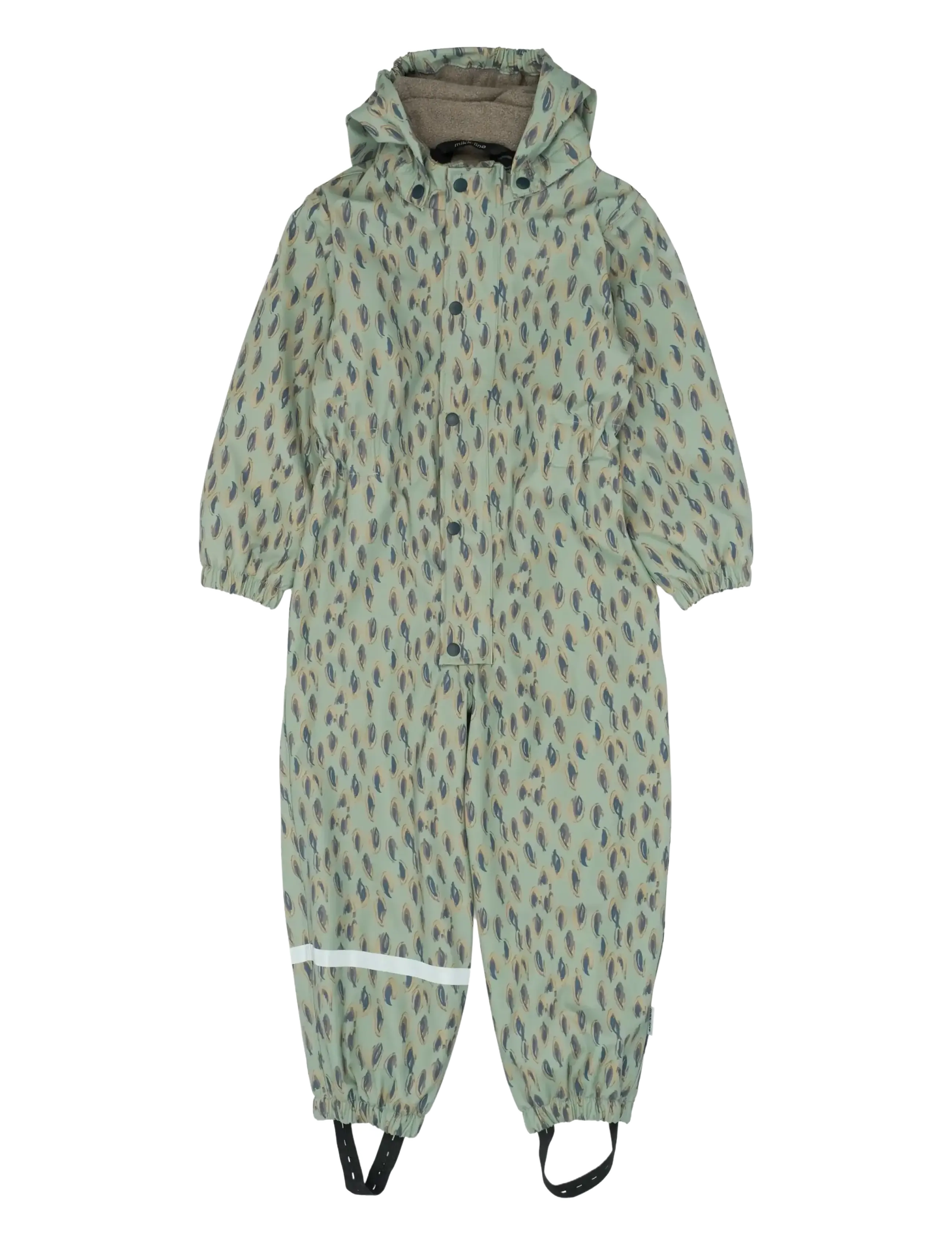 mikk-line Pu Aop Rain Suit With Fleece, 92, Green, Overalls > Overalls Til Regntøj, Børn