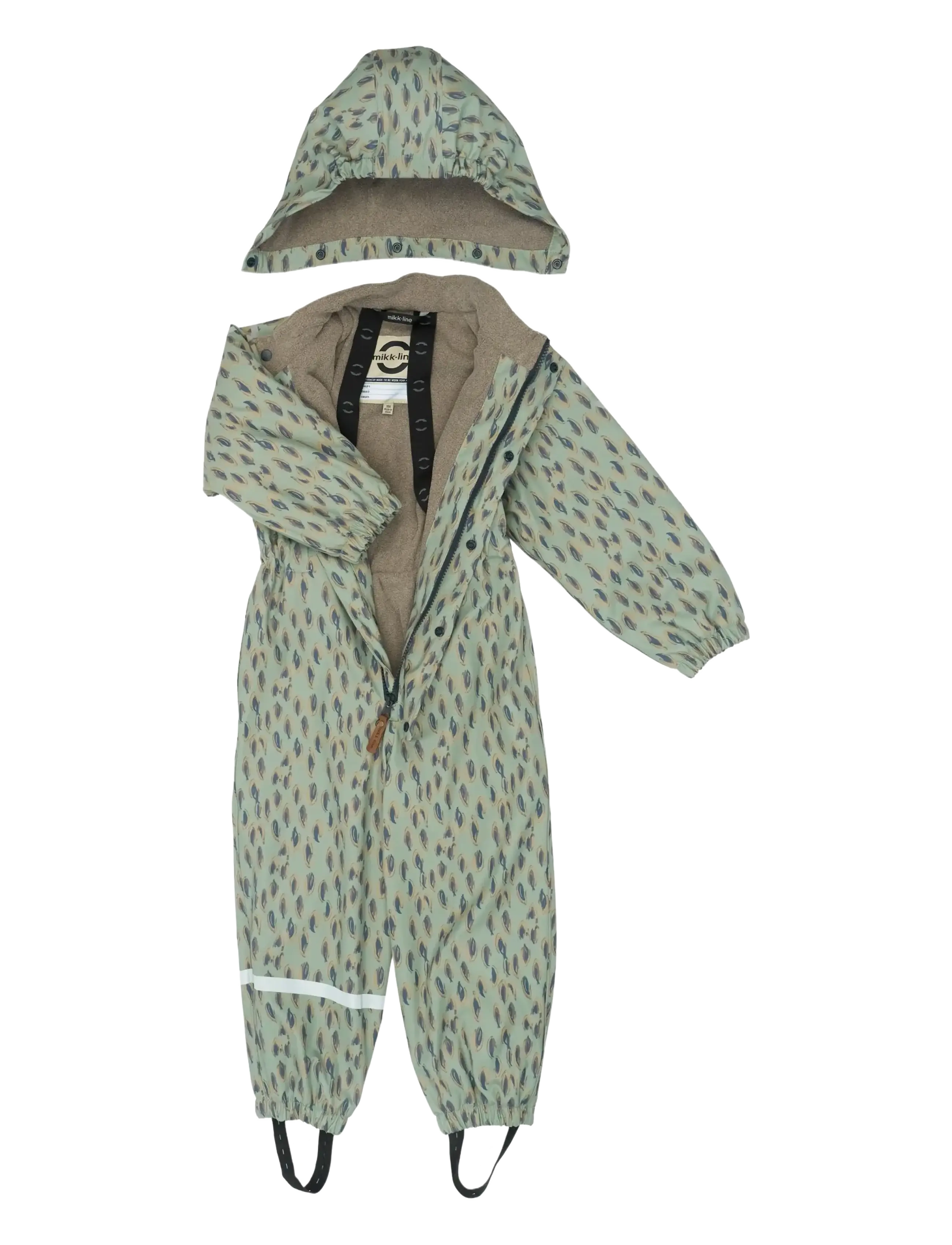 mikk-line - PU AOP Rain Suit with Fleece - rainwear coveralls - iceberg green - 2