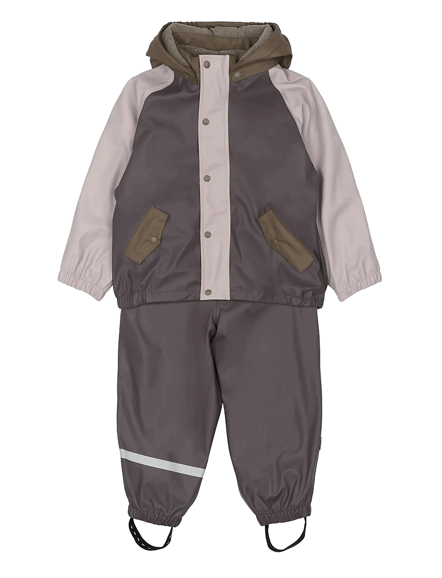 mikk-line - Pu Rain Set + Fleece/Susp. 104 - regnställ - sparrow - 0