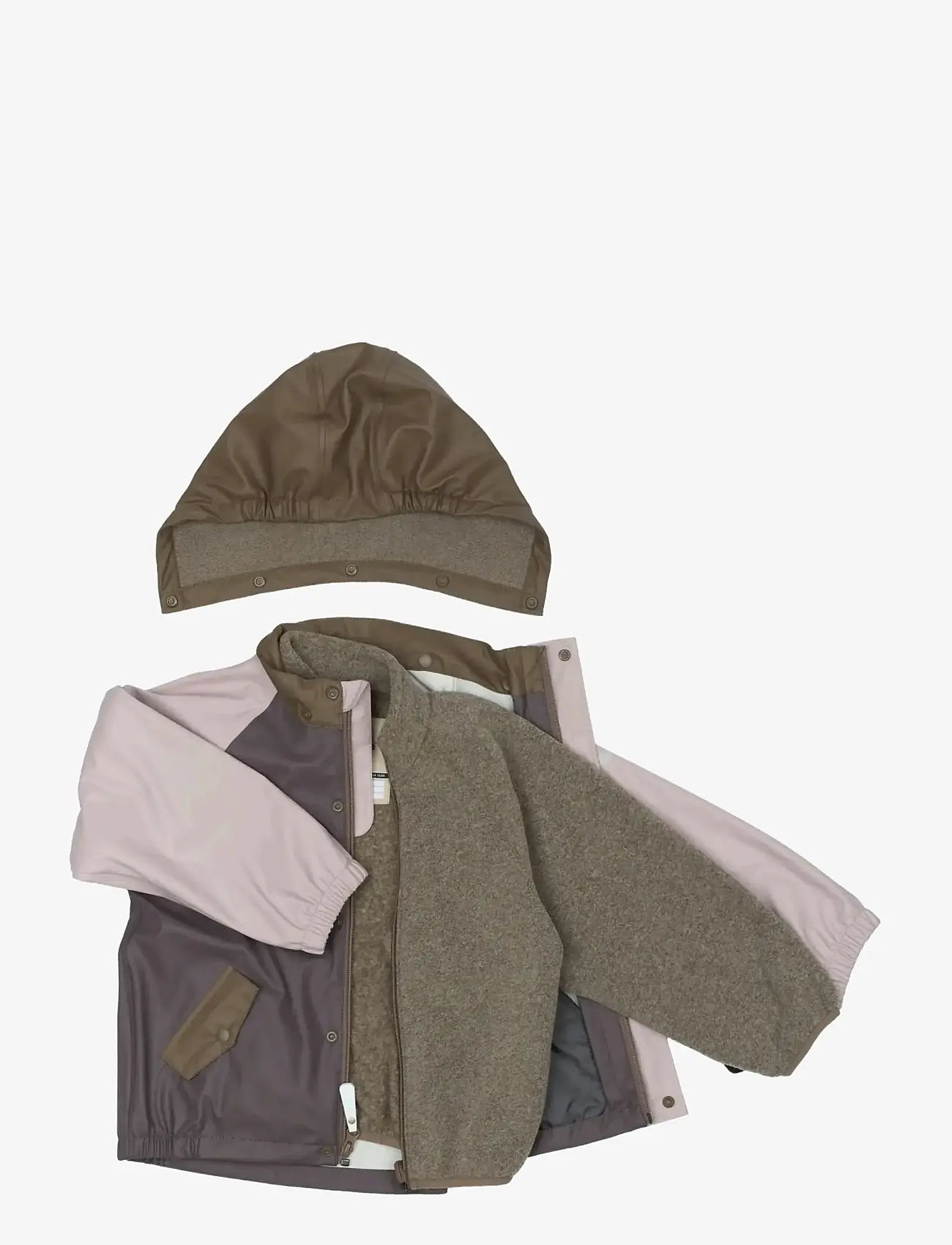 mikk-line - Pu Rain Set + Fleece/Susp. 104 - regnsæt - sparrow - 1