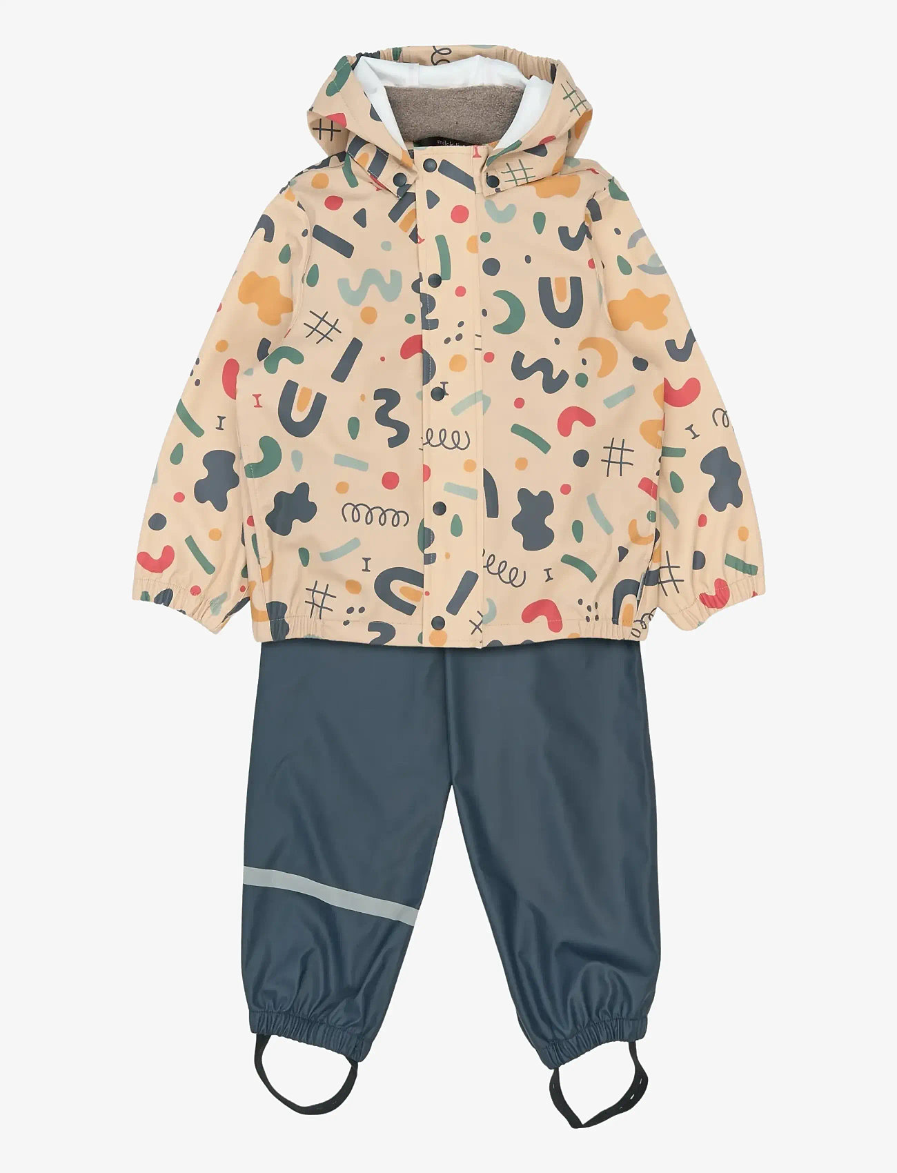 mikk-line - PU Rain Set AOP w. Susp/104 - regnställ - retro aop - 0