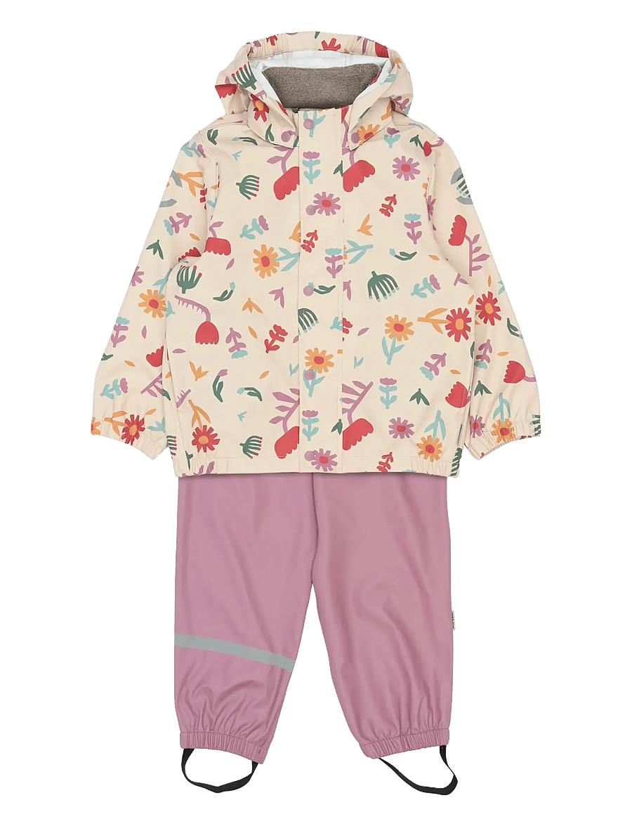 mikk-line - PU Rain Set AOP w. Susp/104 - regnsæt - retro flower aop - 1