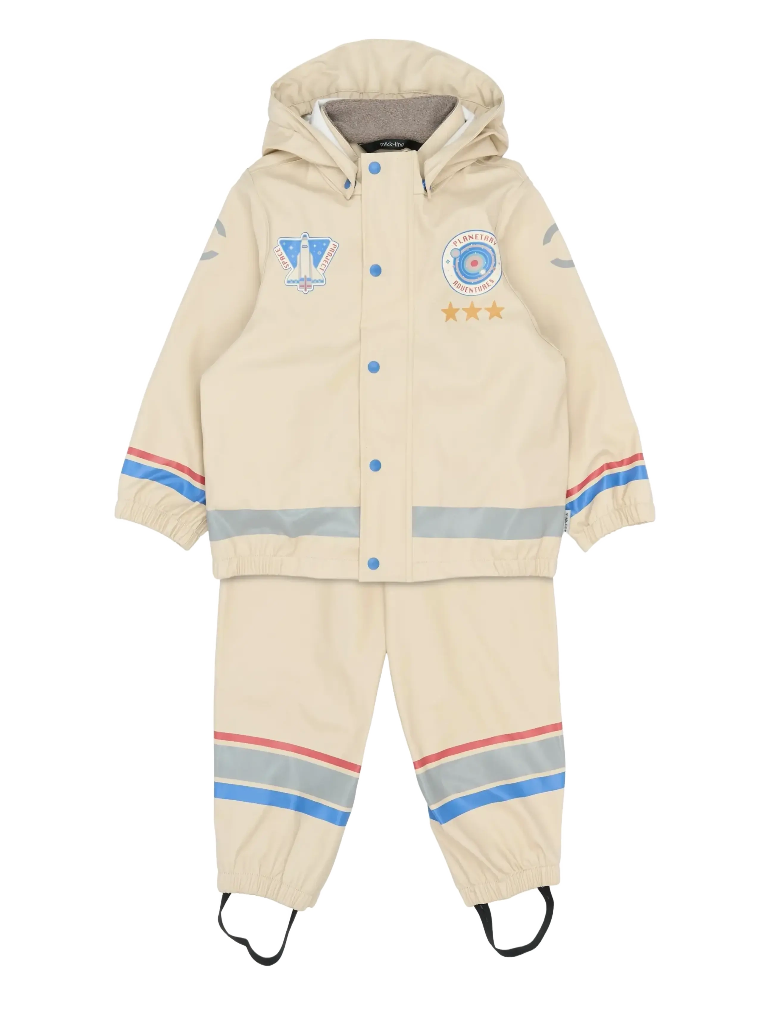mikk-line Rain Set Astronaut w/susp 104 - Rainwear - ASTRONAUT / cream