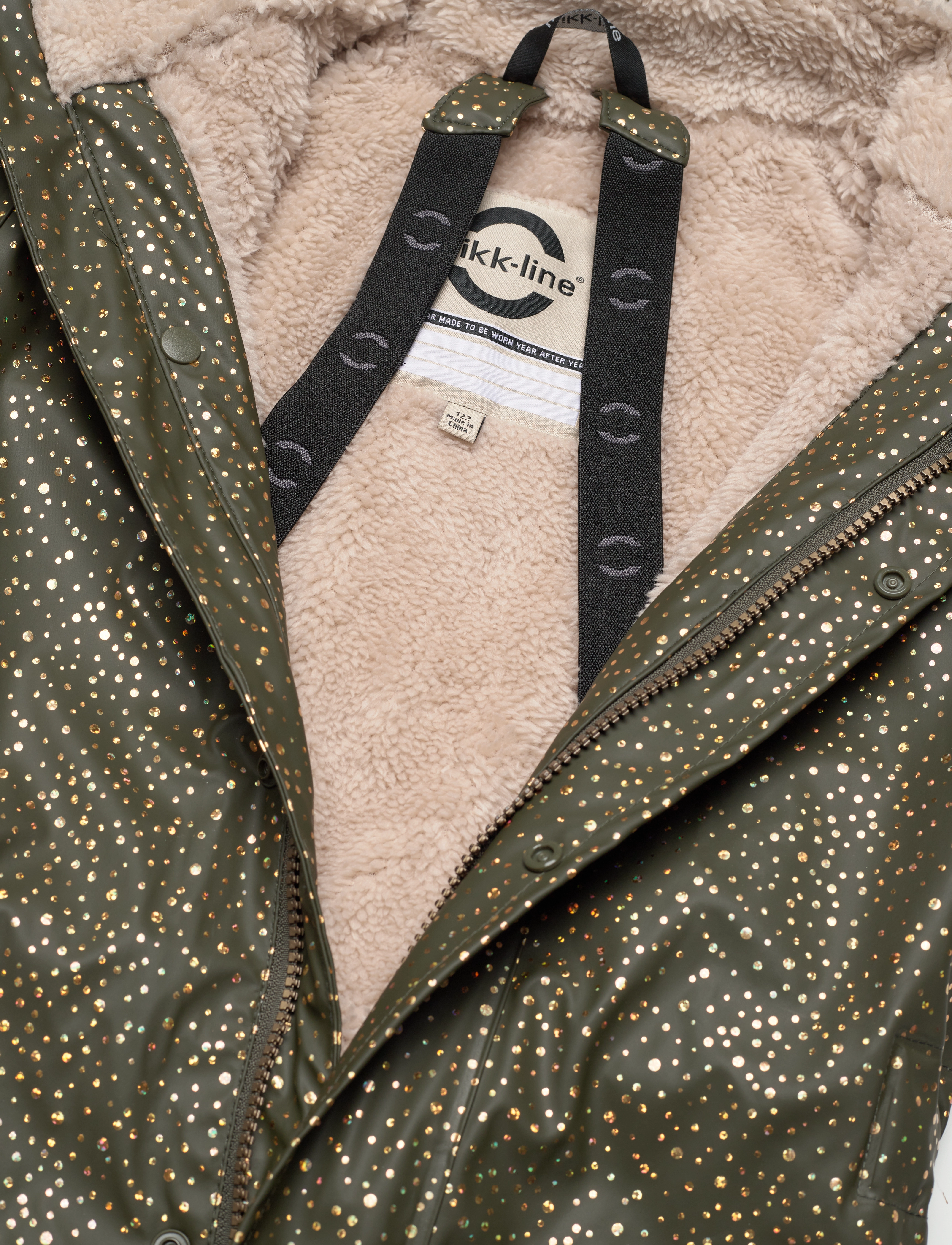 mikk-line - PU Glitter Rain suit Teddy Recycled - forest green - 2