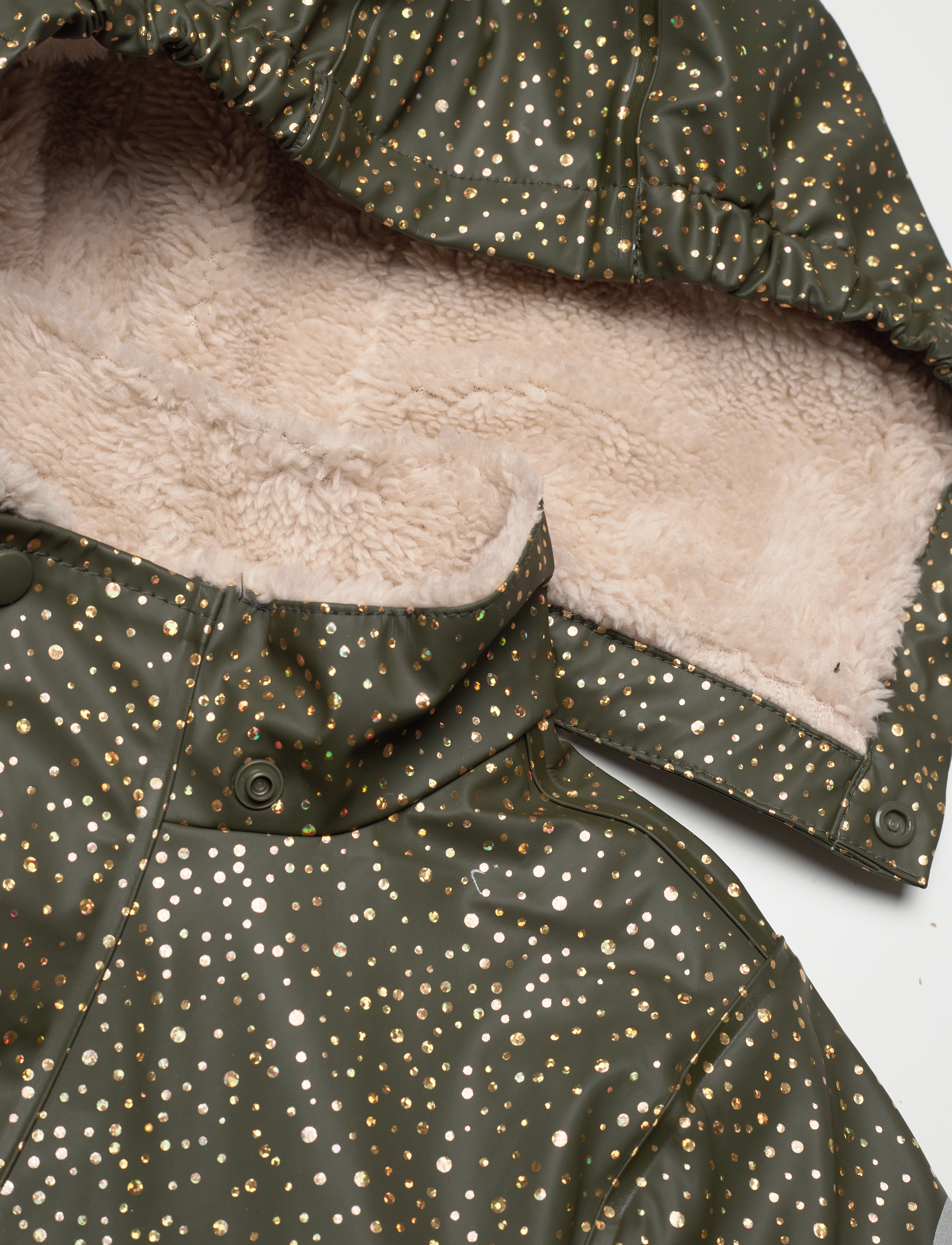 mikk-line - PU Glitter Rain suit Teddy Recycled - forest green - 3