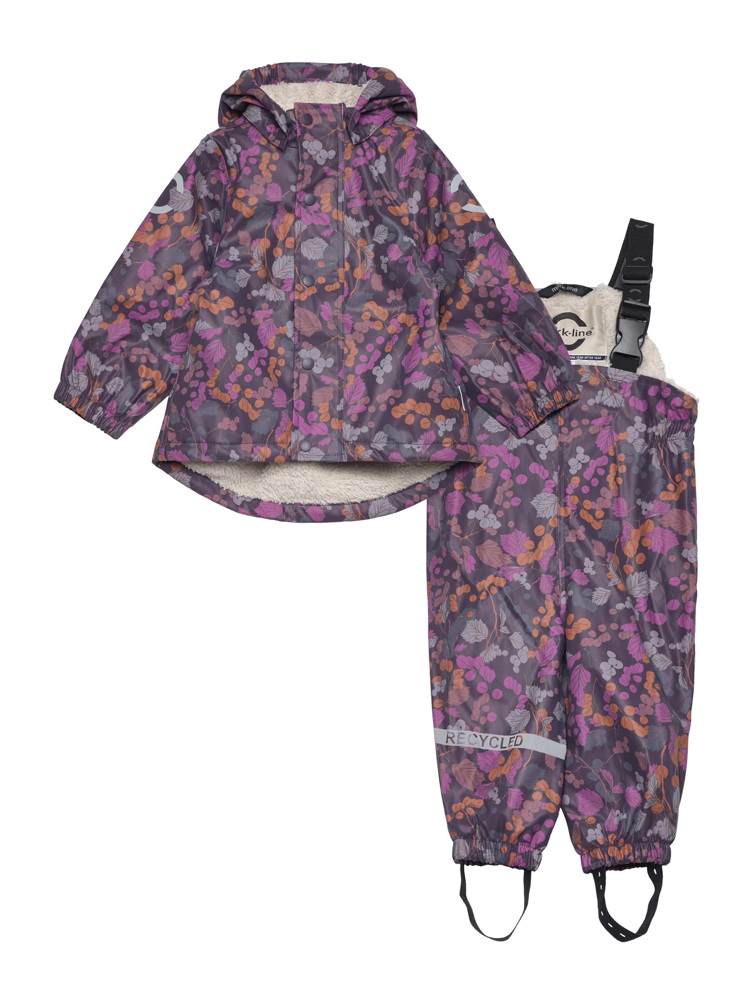 mikk-line - PU AOP Rain Set Teddy w. Susp104 - overtøj - nightshade - 1