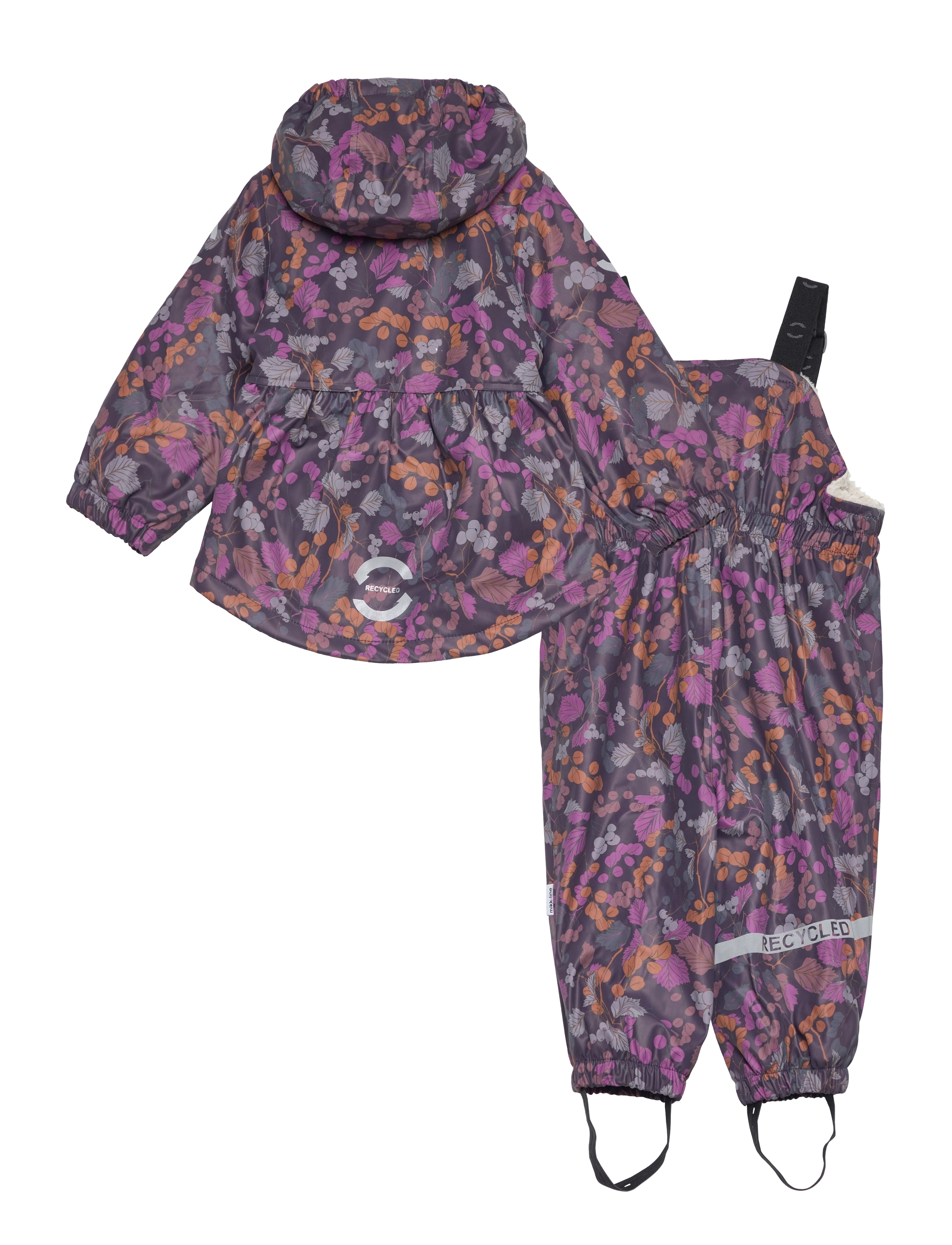 mikk-line - PU AOP Rain Set Teddy w. Susp104 - overtøj - nightshade - 2