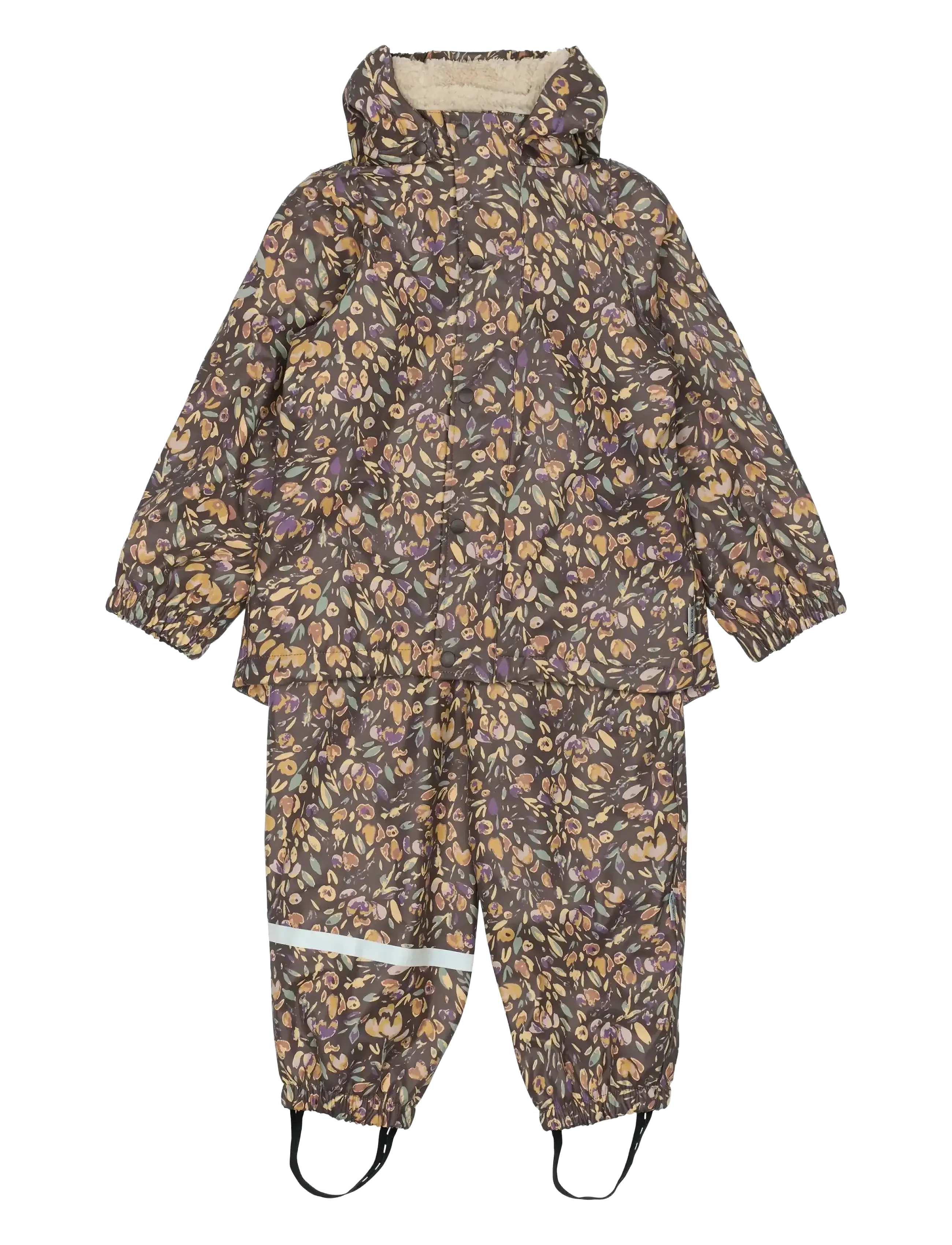 mikk-line PU AOP Rain Set Teddy w. Susp104 - Outerwear - RAISIN / brown