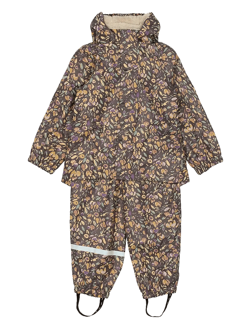 mikk-line - PU AOP Rain Set Teddy w. Susp104 - voodriga vihmariided - raisin - 0