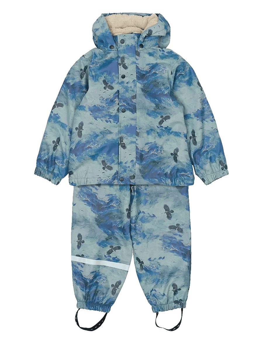 mikk-line - PU AOP Rain Set Teddy w. Susp104 - lietus apģērbs ar oderējumu - blue nights - 1