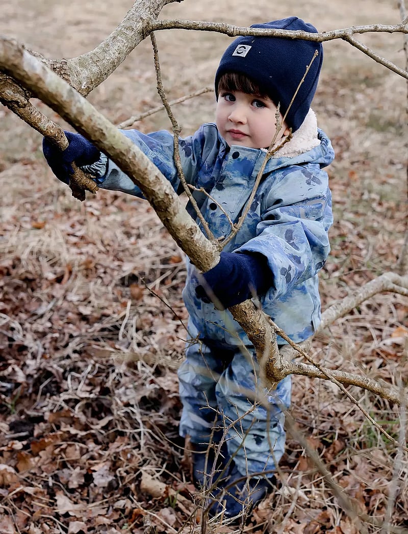 mikk-line - PU AOP Rain Set Teddy Rec w. Susp10 - fodrade regnkläder - blue nights - 0