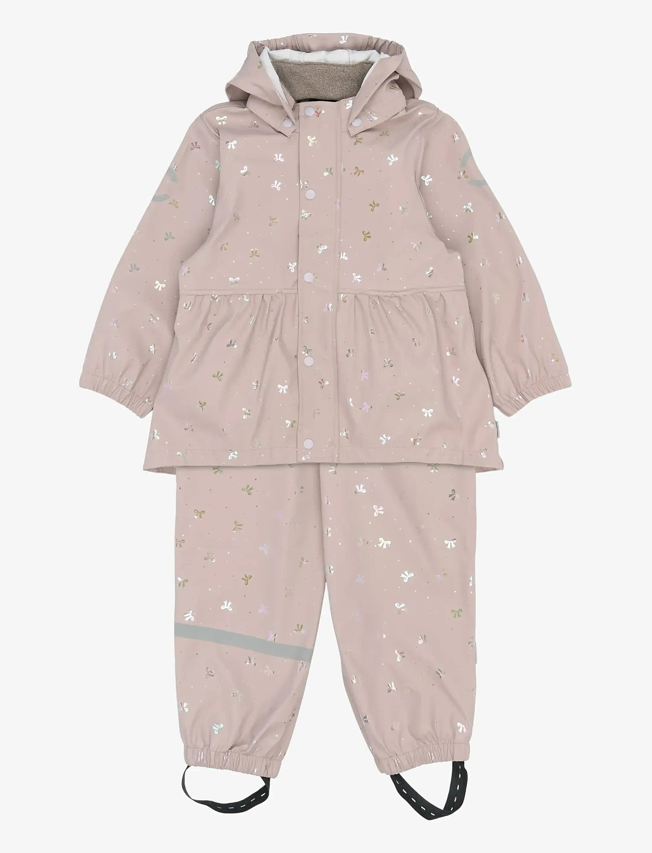 mikk-line - PU Glitter Rain Set w. Susp/104 - regnställ - bow foil aop - 0