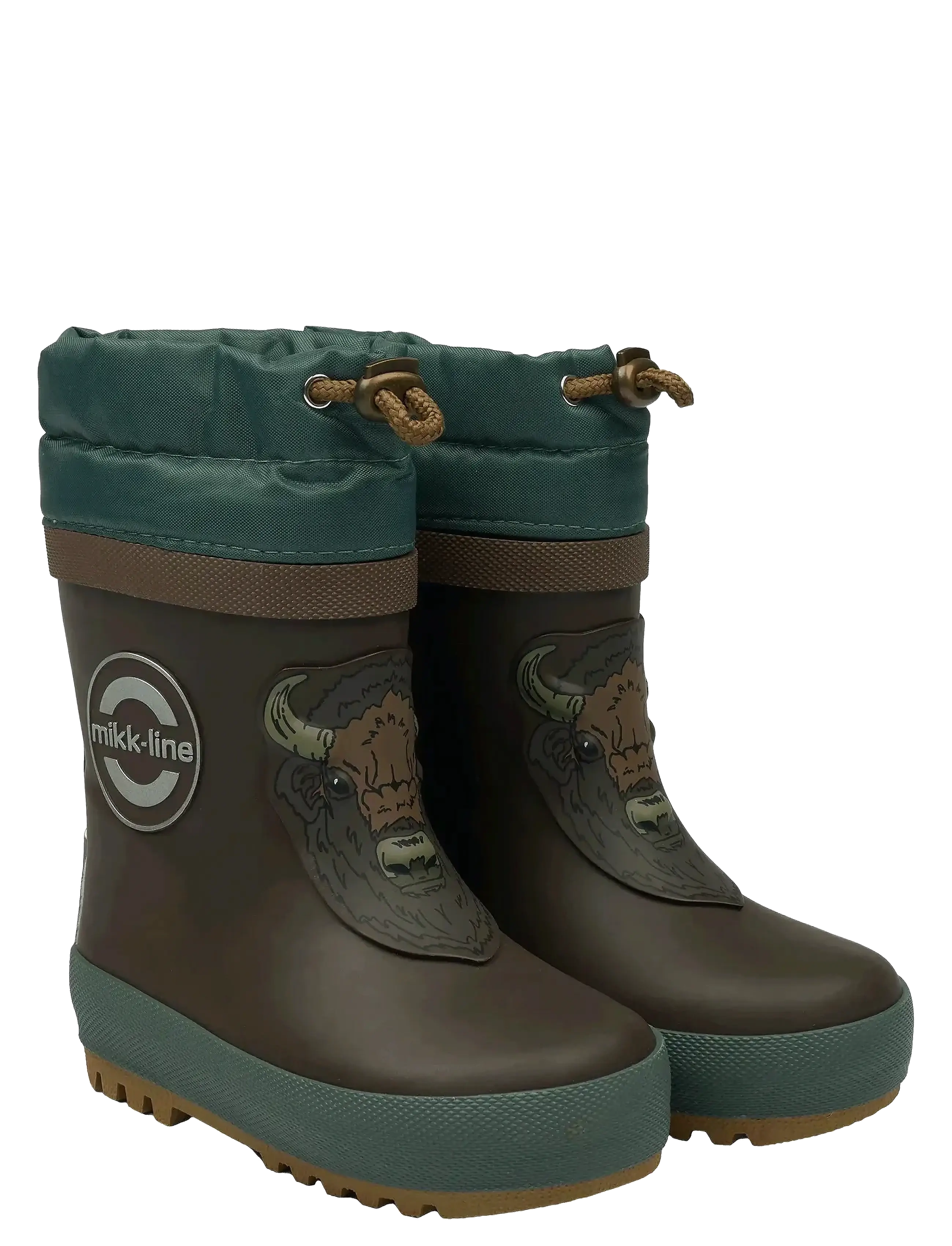 mikk-line Wellies Winter 3D, Børn, Ulve Vinter Gummistøvler, Grøn, Str: 24