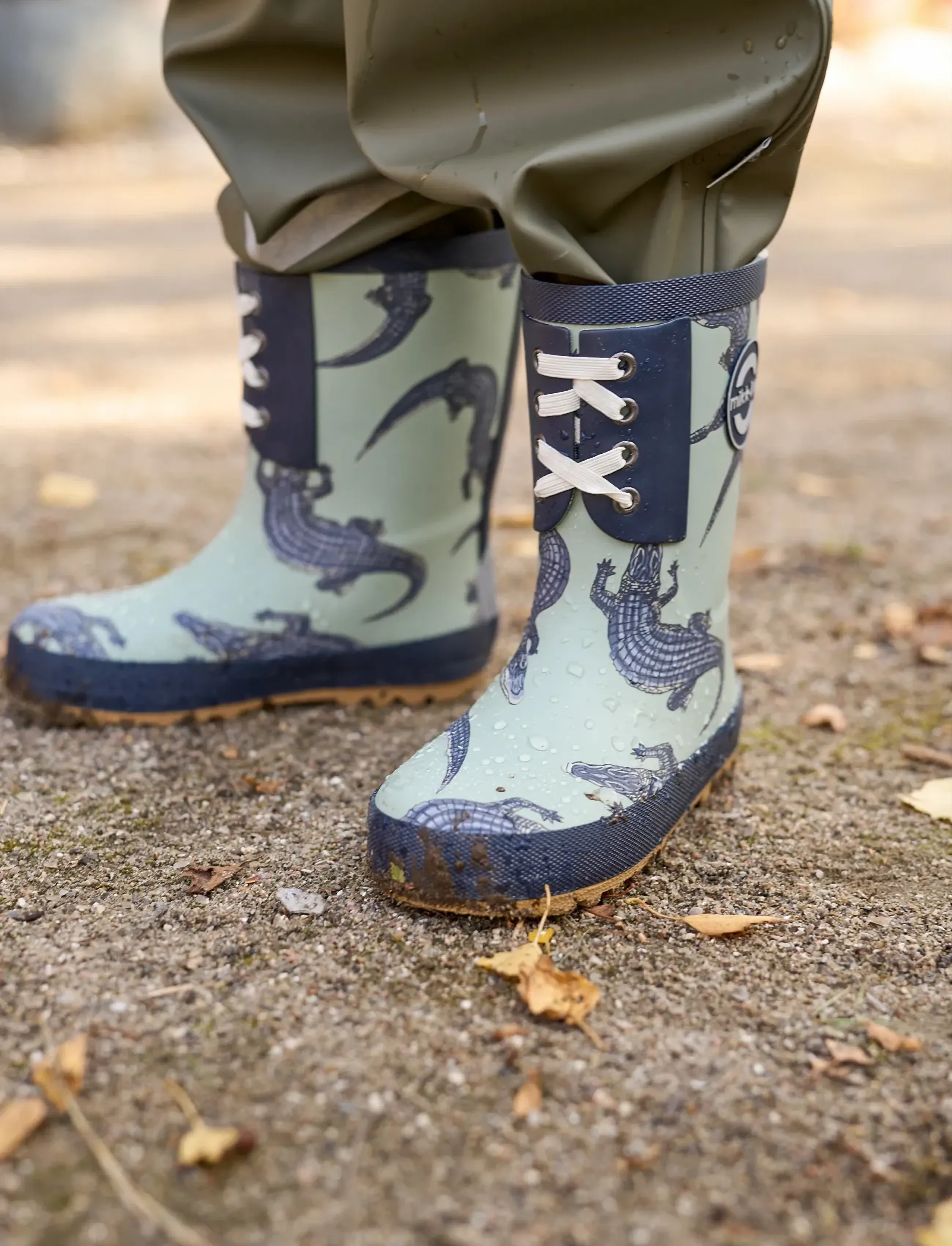 mikk-line Wellies Aop, Børn, Krokodilleprint Gummistøvler, Navy, Str: 32
