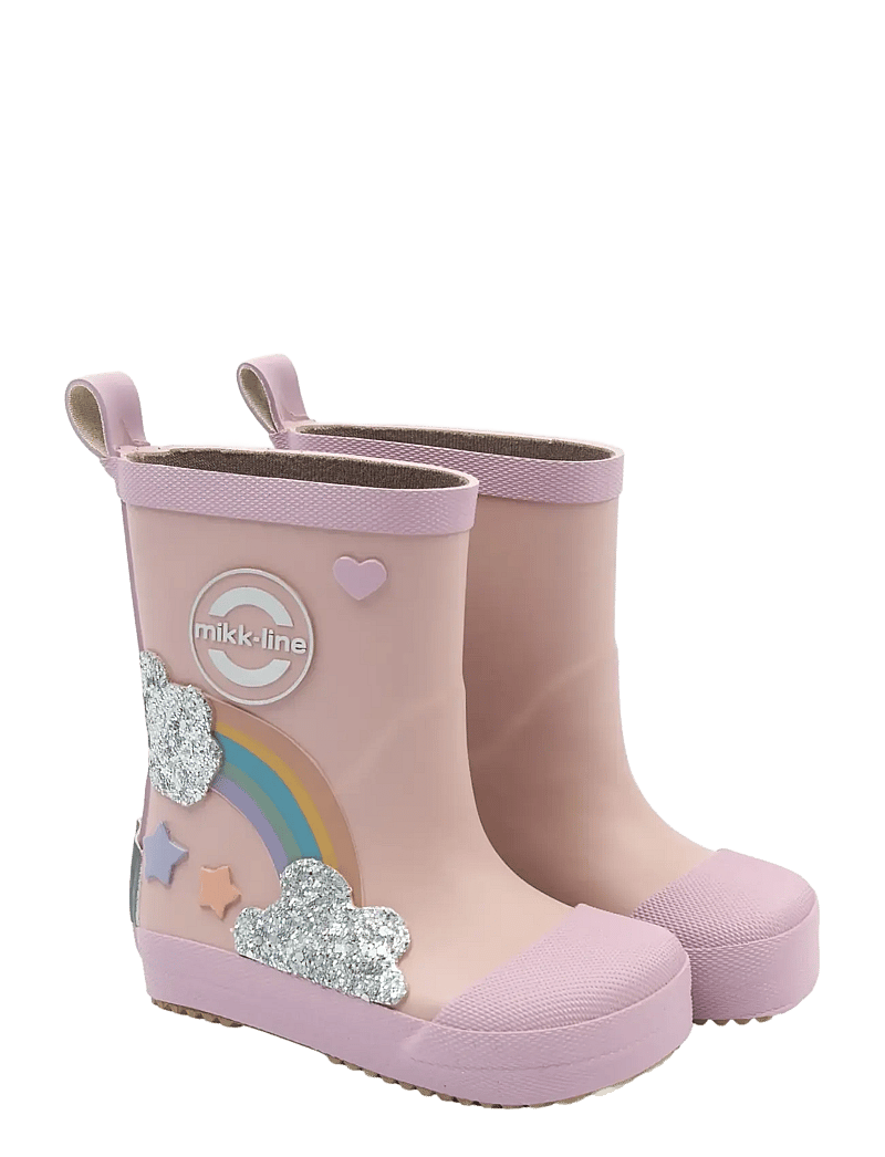 mikk-line - Wellies Rainbow patch - Barefoot - ofodrade gummistövlar - adobe rose - 1