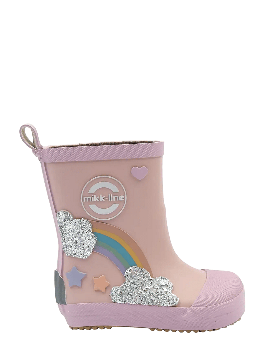 mikk-line - Wellies Rainbow patch - Barefoot - ofodrade gummistövlar - adobe rose - 2