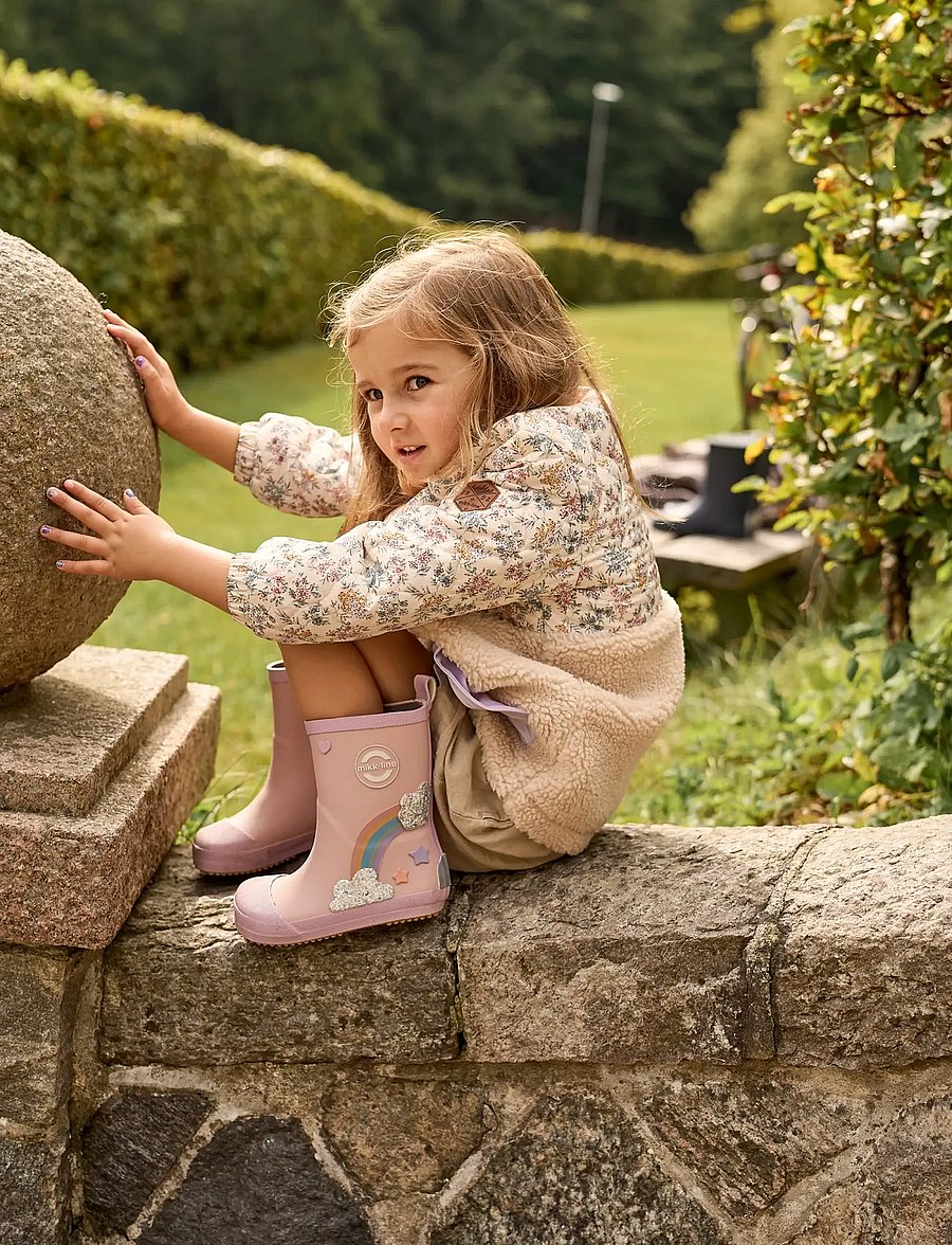 mikk-line - Wellies Rainbow patch - Barefoot - ofodrade gummistövlar - adobe rose - 0