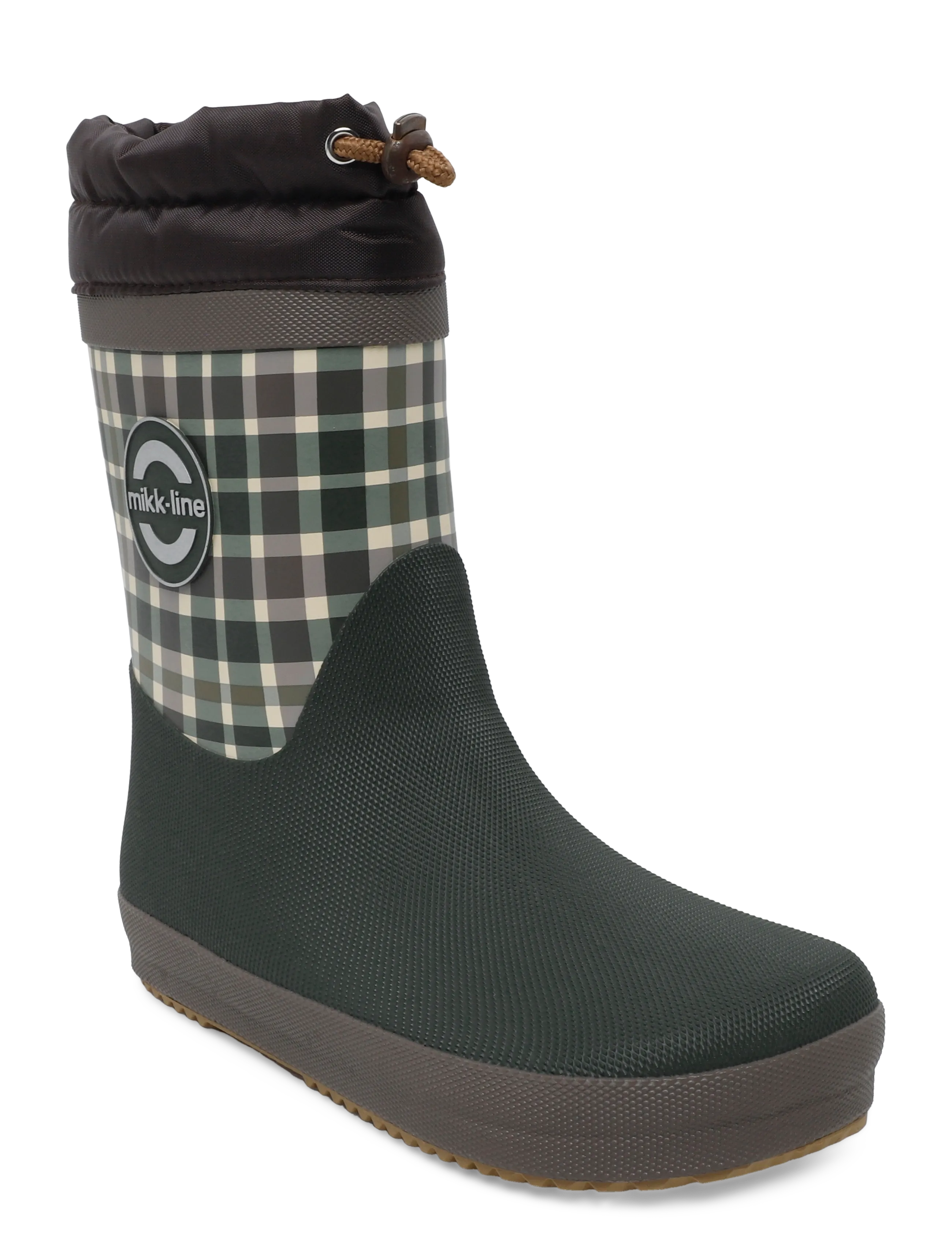 mikk-line Wellies Winter Merged - Barefoot - Winterkollektion - CHECK AOP / khaki/green