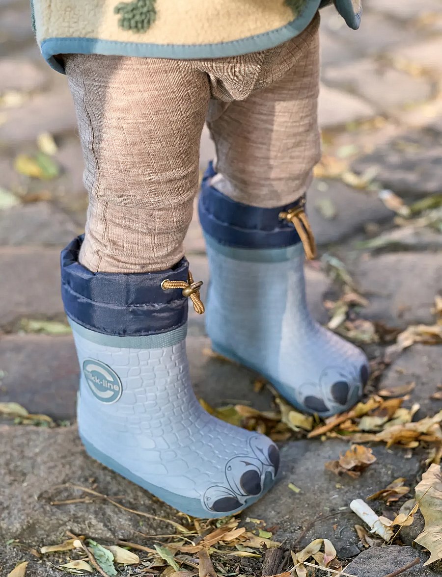 mikk-line - Wellies Winter Dino - Barefoot - gefütterte gummistiefel - tradewinds - 0