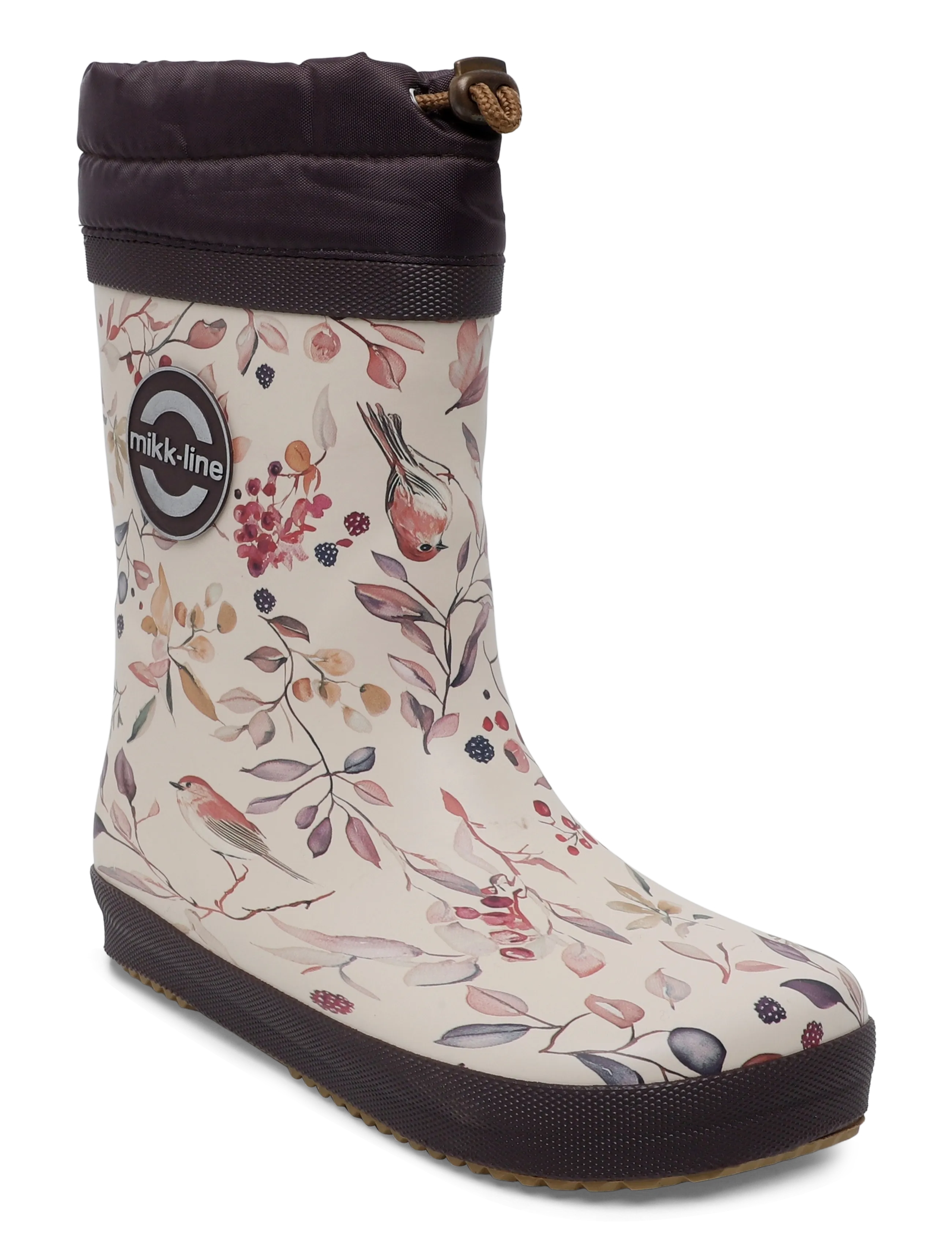 mikk-line Wellies Winter AOP - Barefoot - Talvesaapad - BERRIES & BIRDS AOP / white