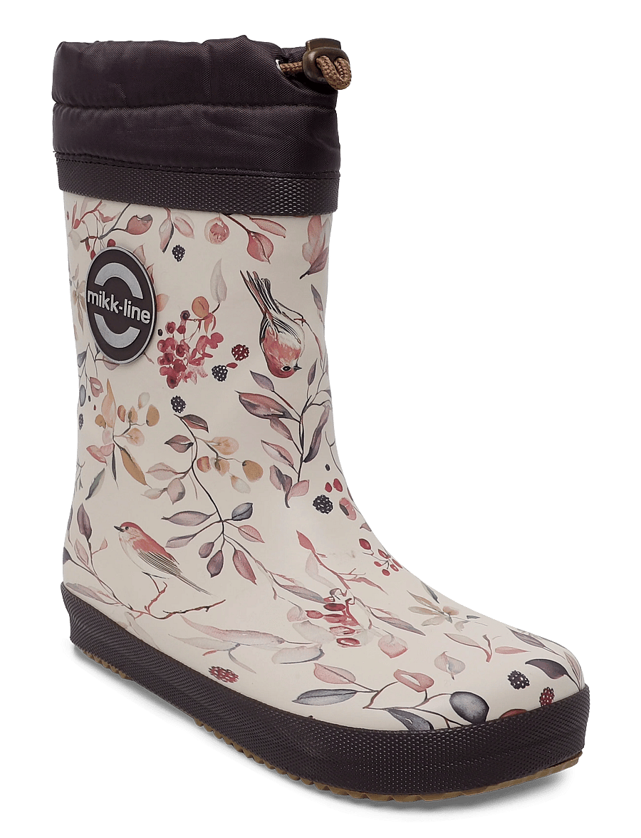 mikk-line - Wellies Winter AOP - Barefoot - voodriga kummikud - berries & birds aop - 0
