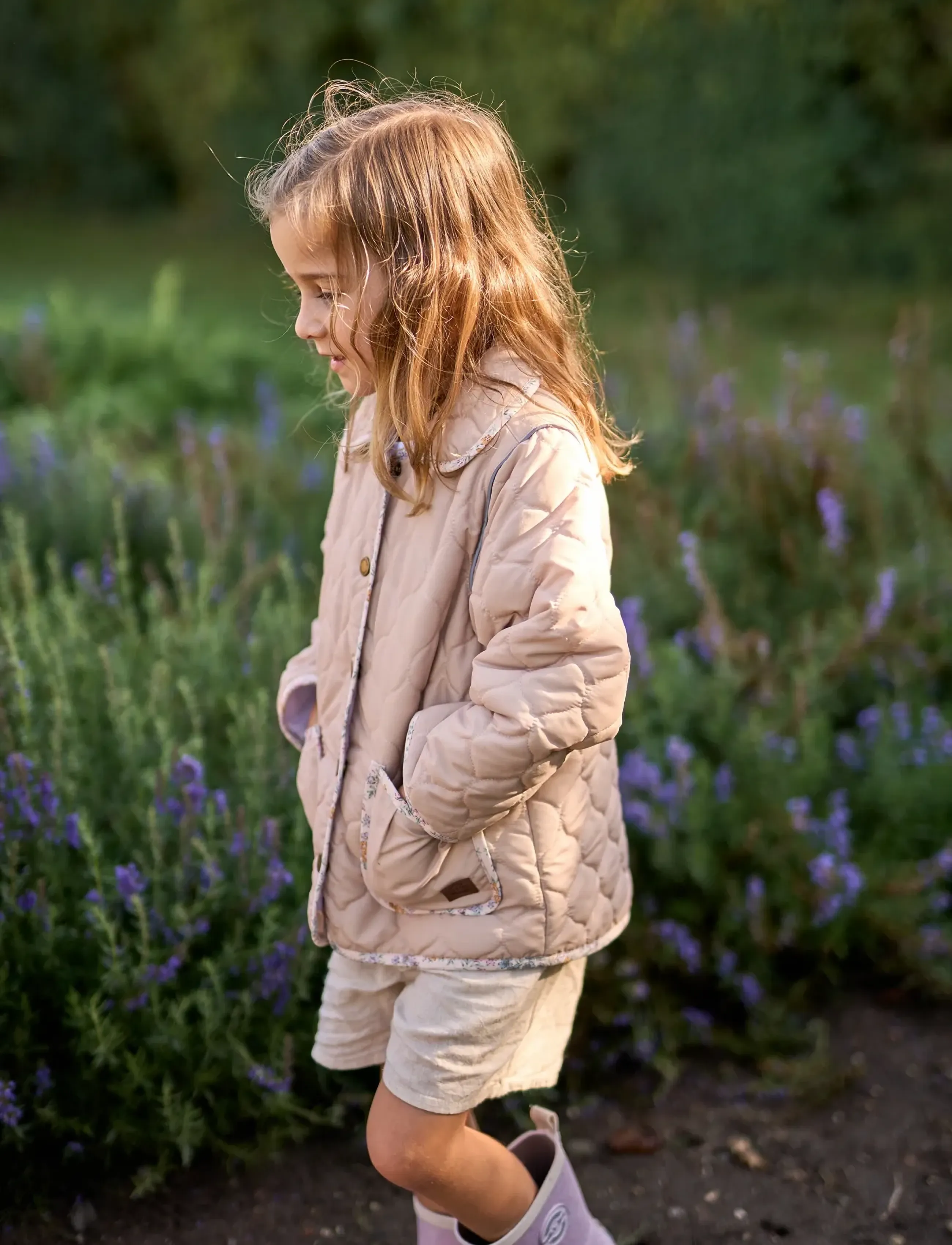 mikk-line Quilted Jacket Collar, Børn, Quiltet Jakke, Beige, Str: 98