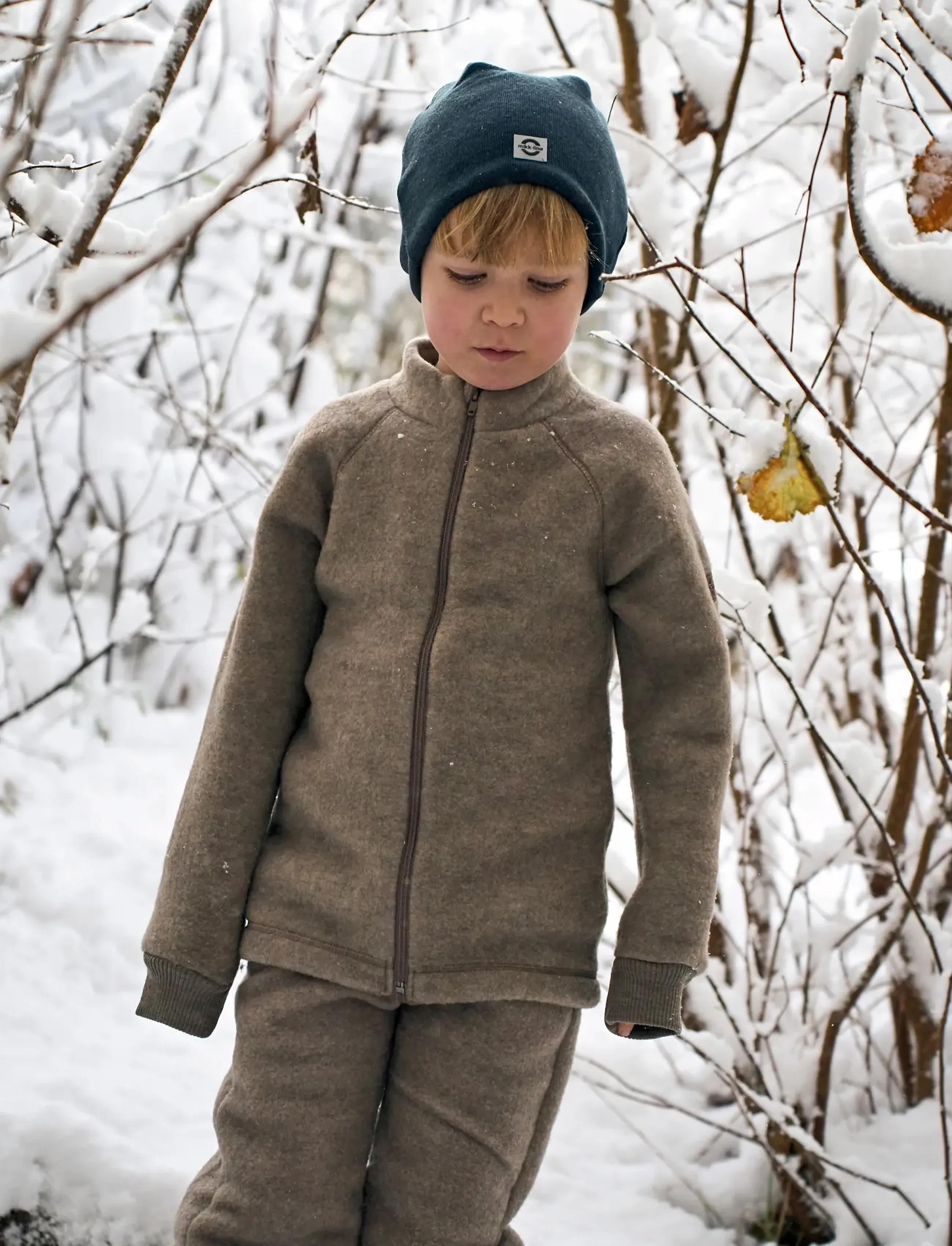 mikk-line Wool Jacket, Børn, Uld Lynlåsjakke, Beige, Str: 86